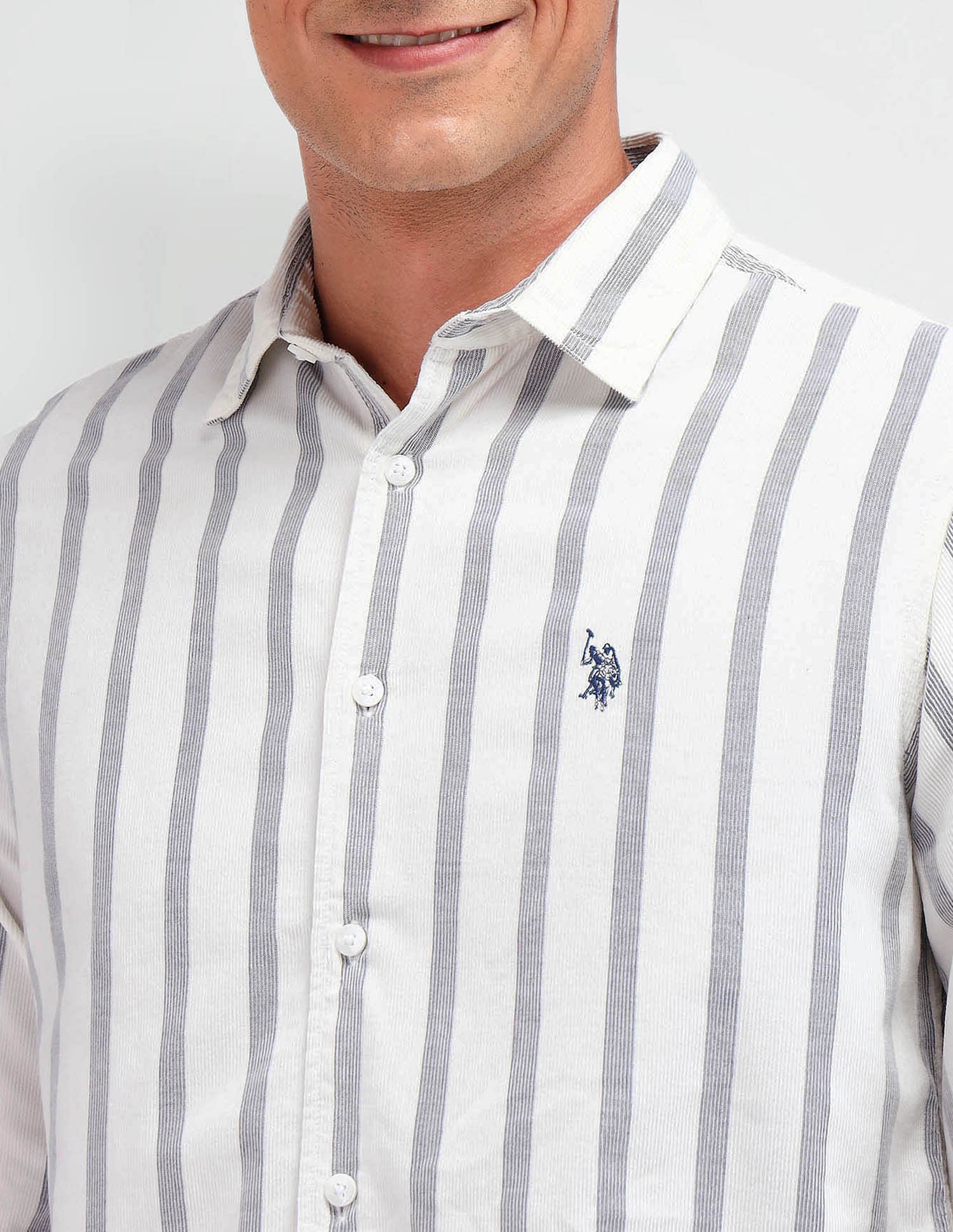 Slim Fit Corduroy Shirt Navy - U.S. Polo Assn. India | Large