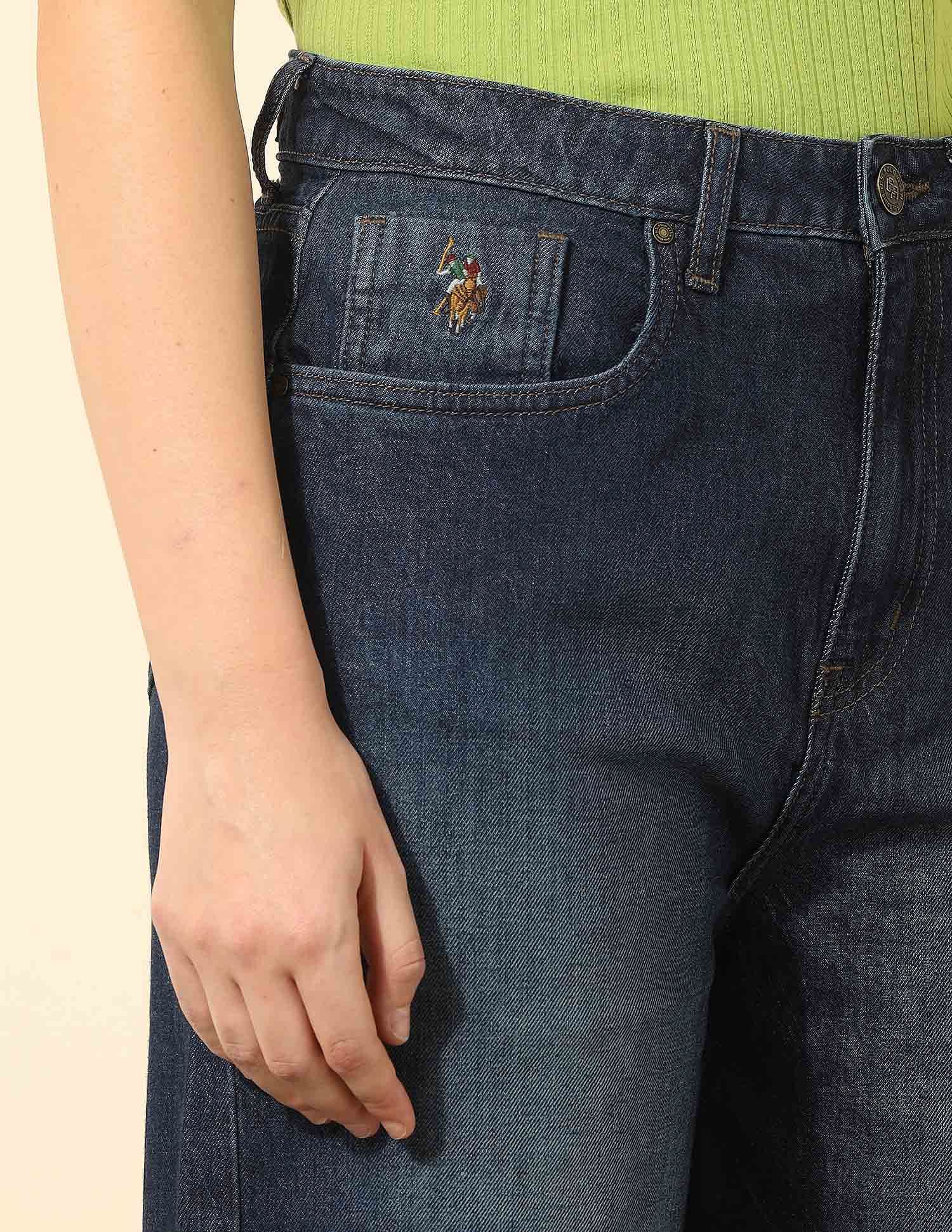 High Rise Wide Leg Jeans Dark Blue - U.S. Polo Assn. India | Large