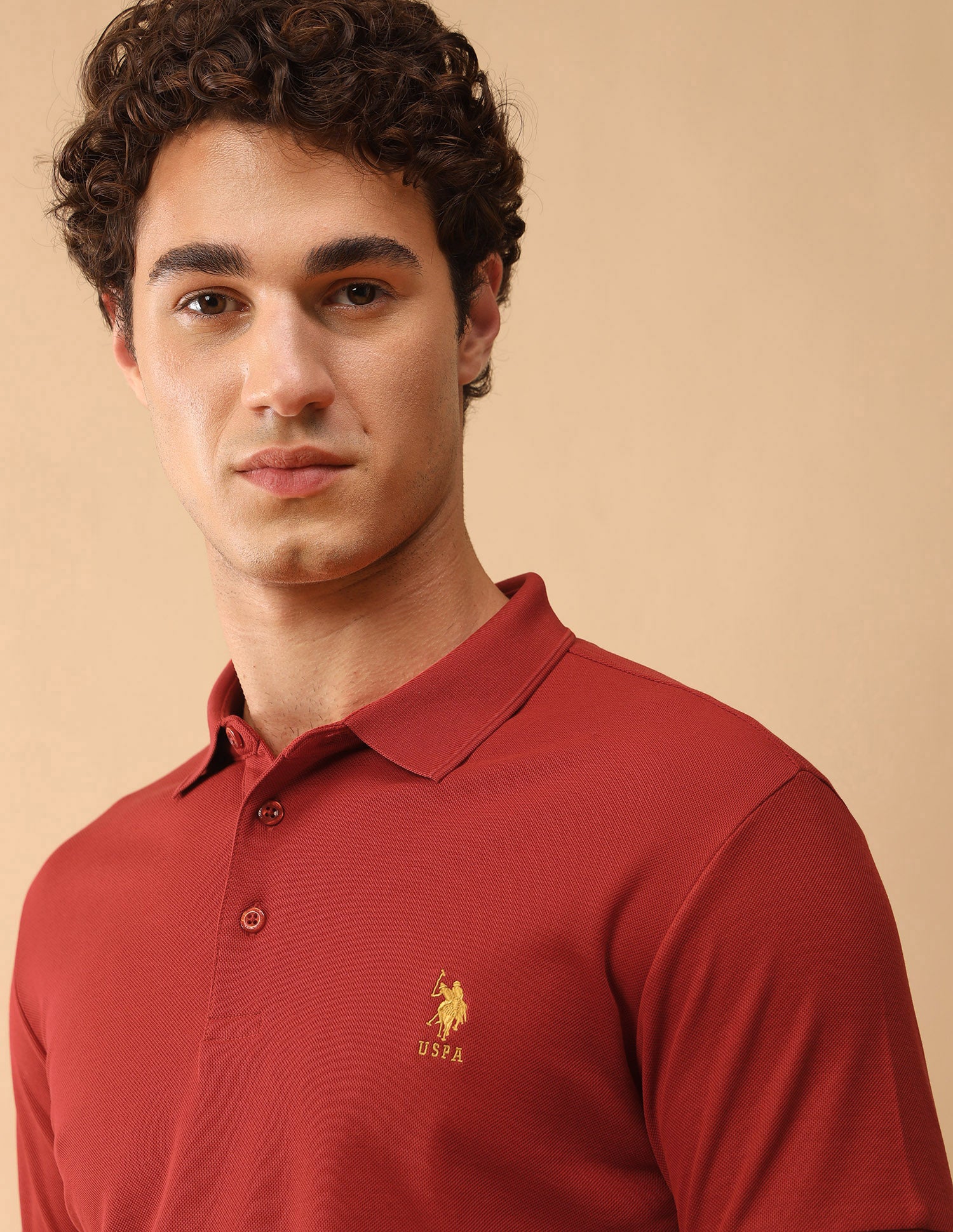 Pacho X Slim Fit Solid Polo Shirt Dark Red - U.S. Polo Assn. India | Large