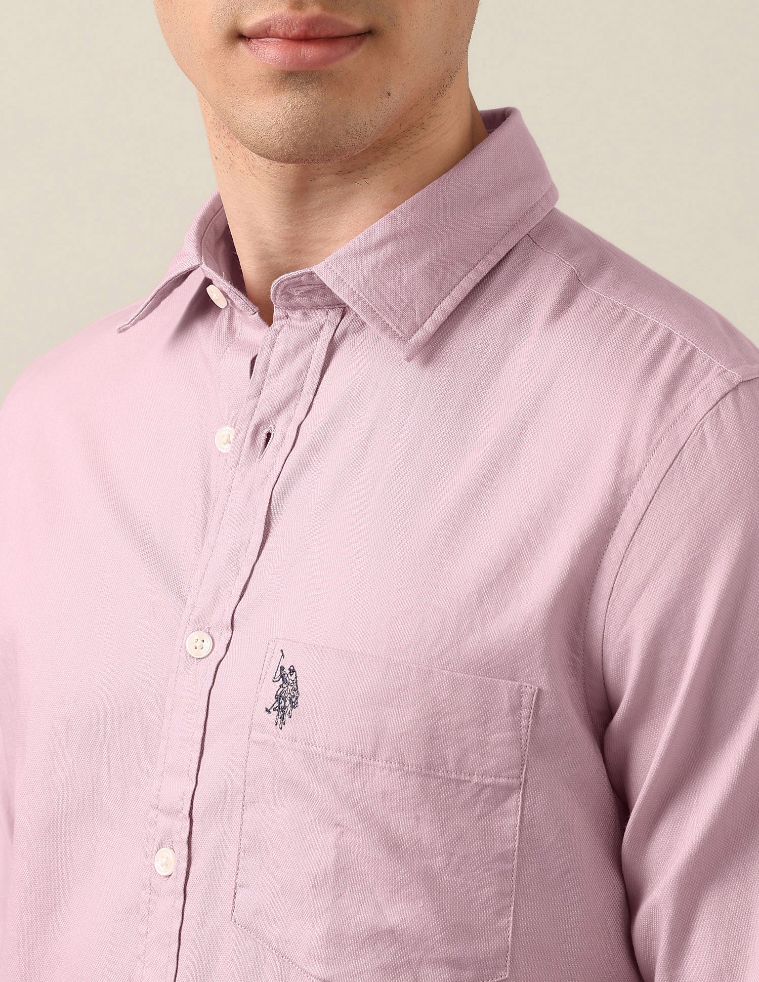 Tailored Fit Solid Shirt Pink - U.S. Polo Assn. India | Large