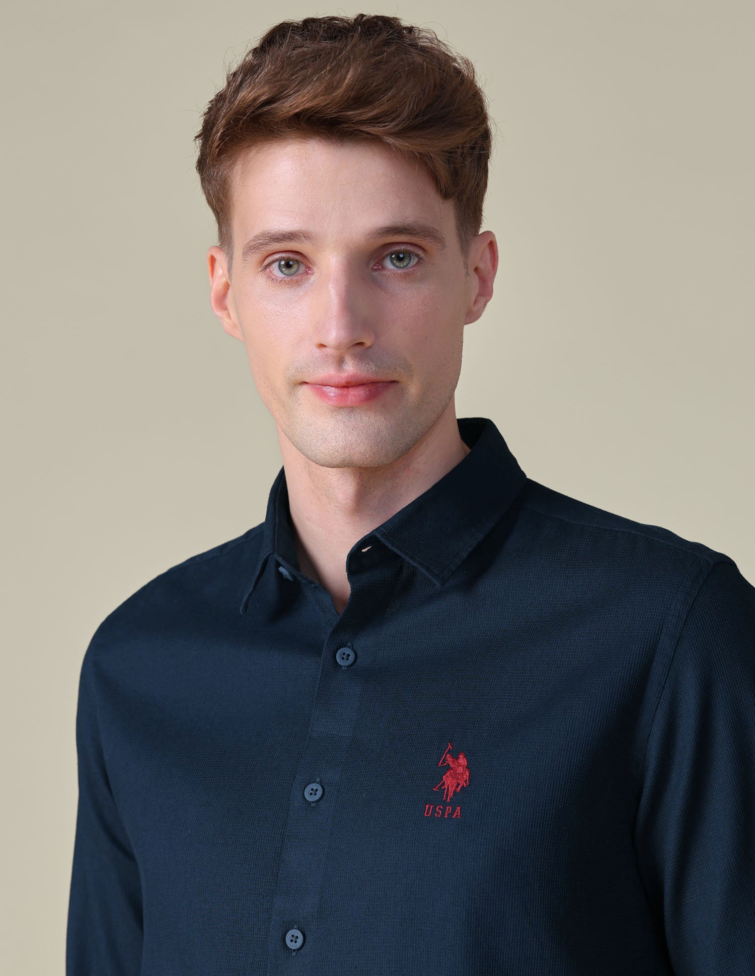 Dobby Textured Shirt Navy - U.S. POLO ASSN. | Large