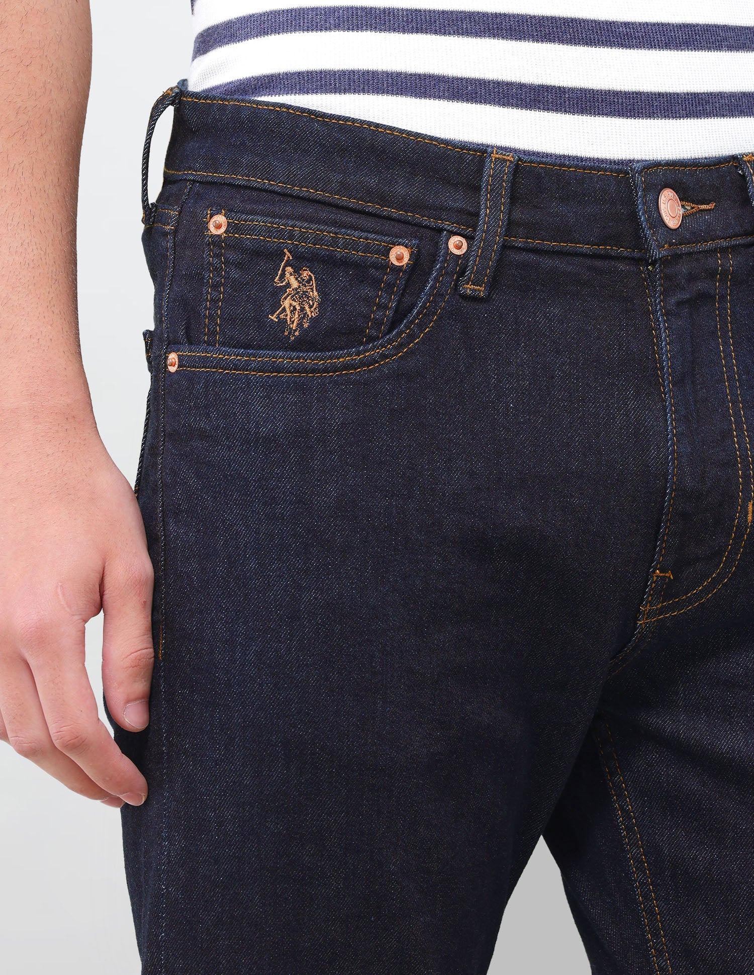 Cole Comfort Cropped Fit Blue Jeans Rinse Blue - U.S. Polo Assn. India | Large
