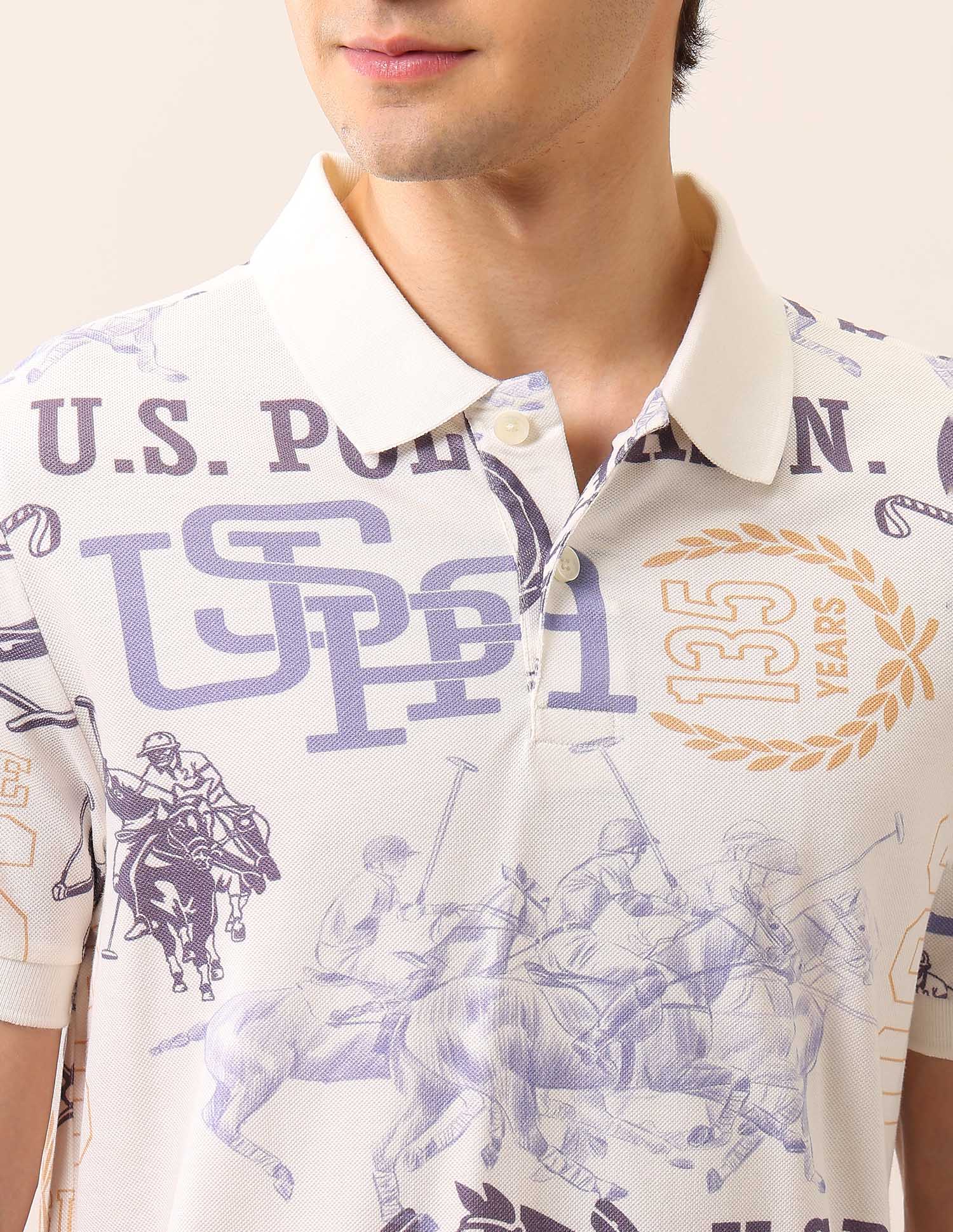 Muscle Fit Pure Cotton Polo Shirt Ivory - U.S. Polo Assn. India | Large
