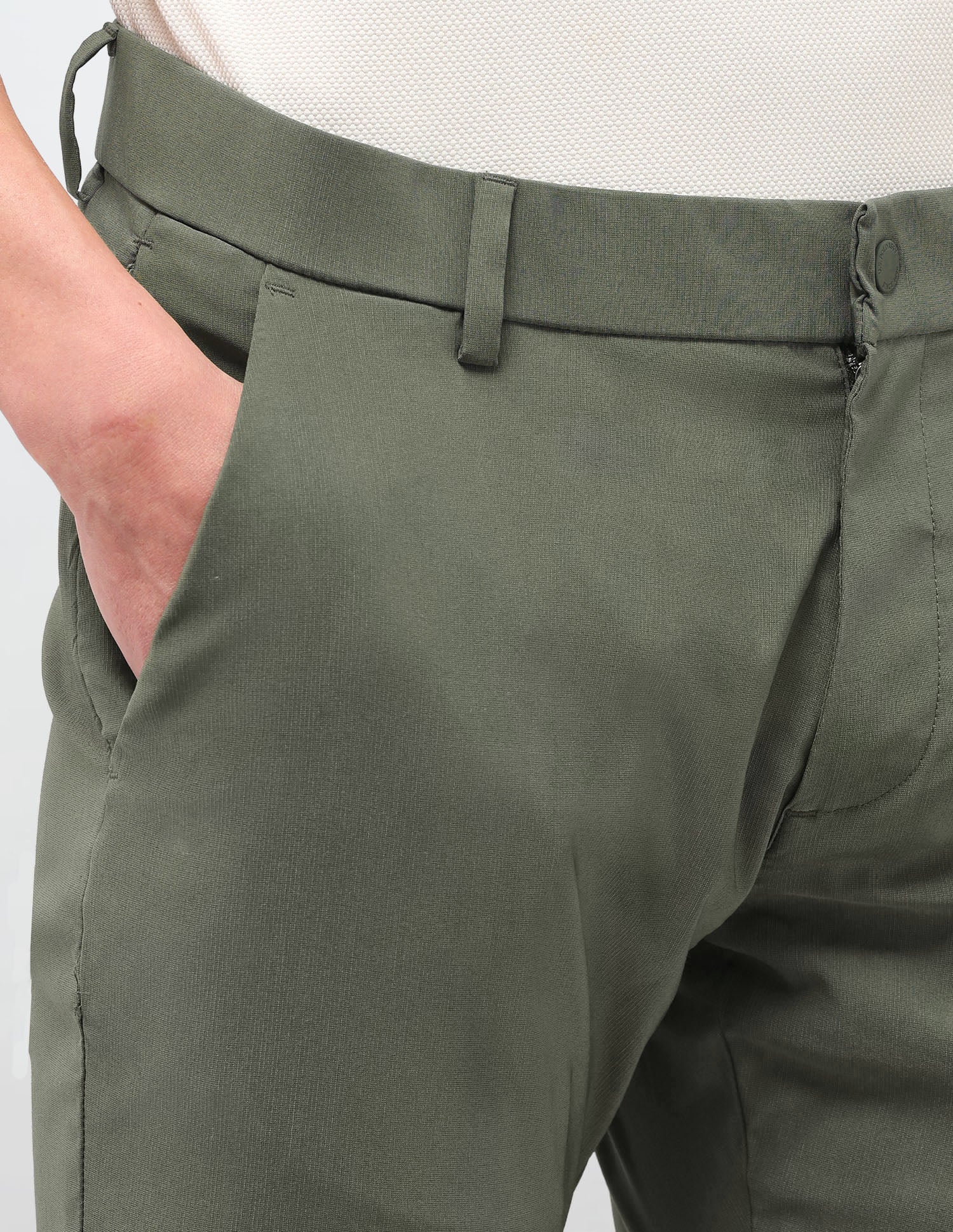 Satin Austin Slim Fit Trousers Olive - U.S. Polo Assn. India | Large
