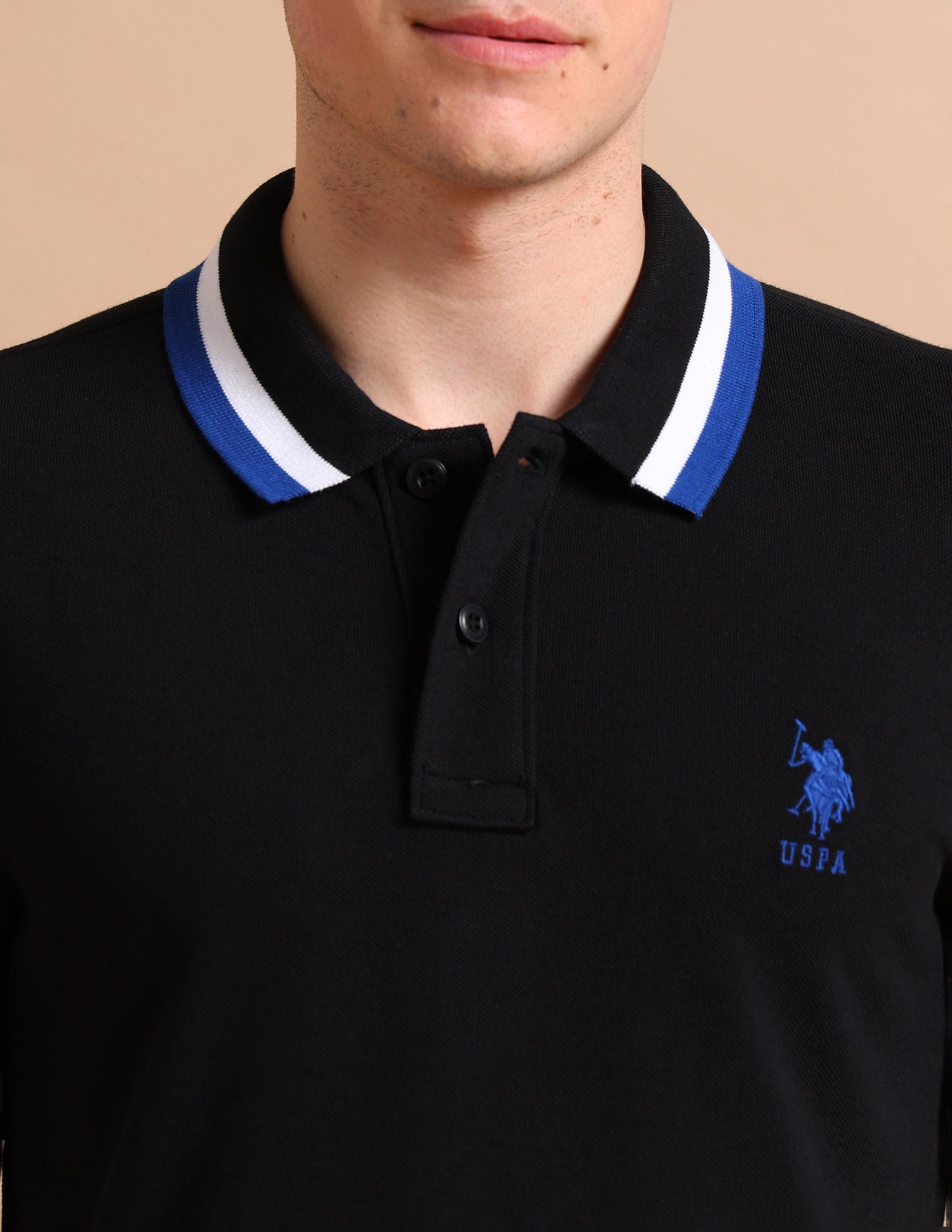 Heritage Tipped Polo Shirt Black - U.S. POLO ASSN. | Large