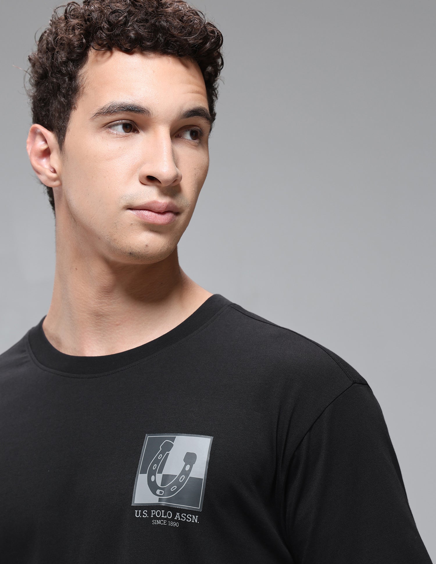 Breathable Regular Comfort Fit OEE15 Lounge T-Shirt Black - U.S. Polo Assn. India | Large