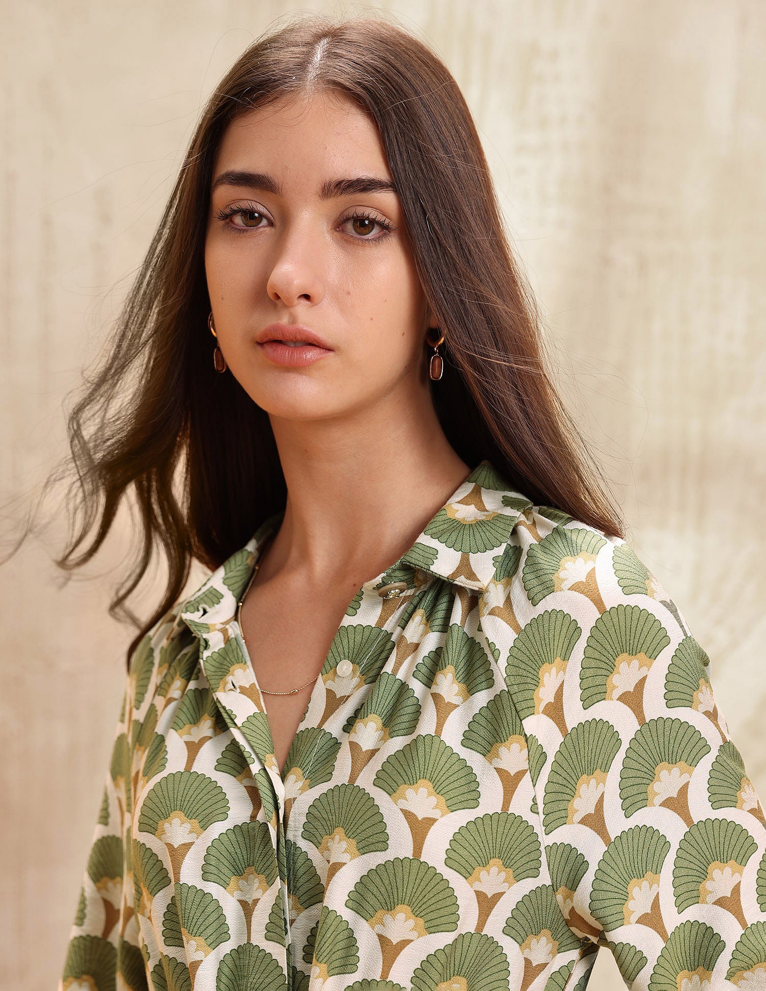 Abstract Printed Shirt Dress Green - U.S. POLO ASSN. | Large
