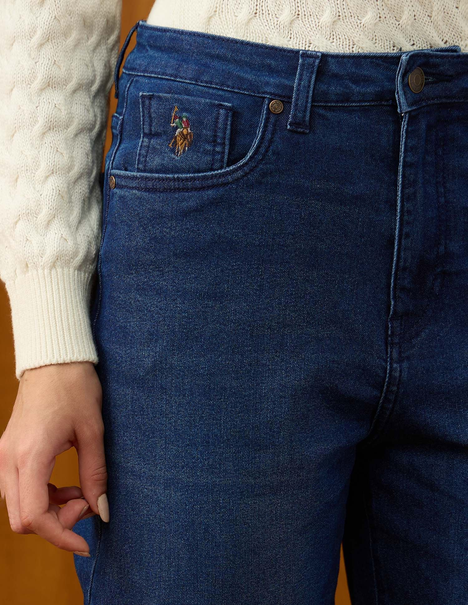 High Rise Carrot Fit Jeans Blue - U.S. POLO ASSN. | Large