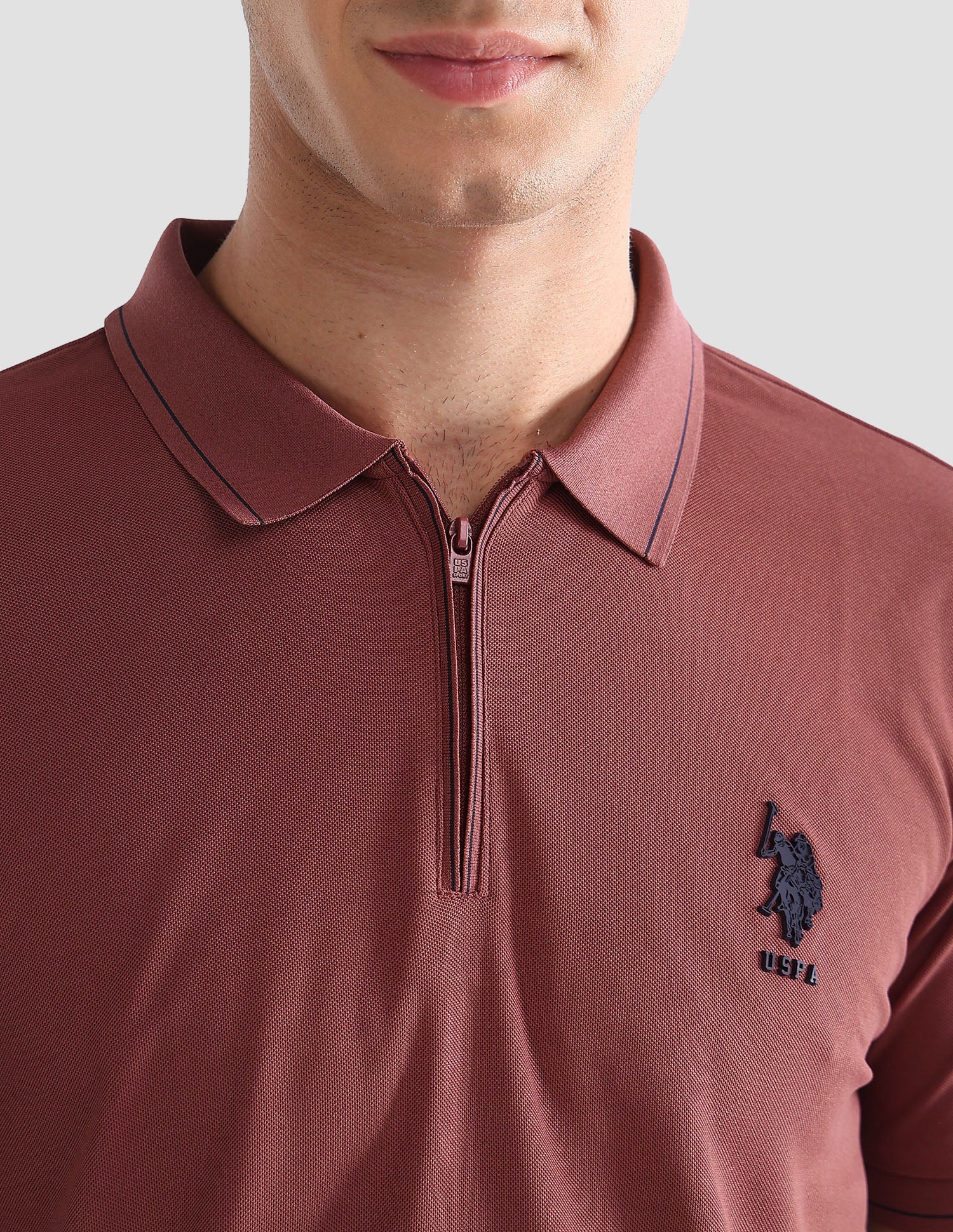 Solid Slim Fit Active Polo Shirt Dark Pink - U.S. Polo Assn. India | Large