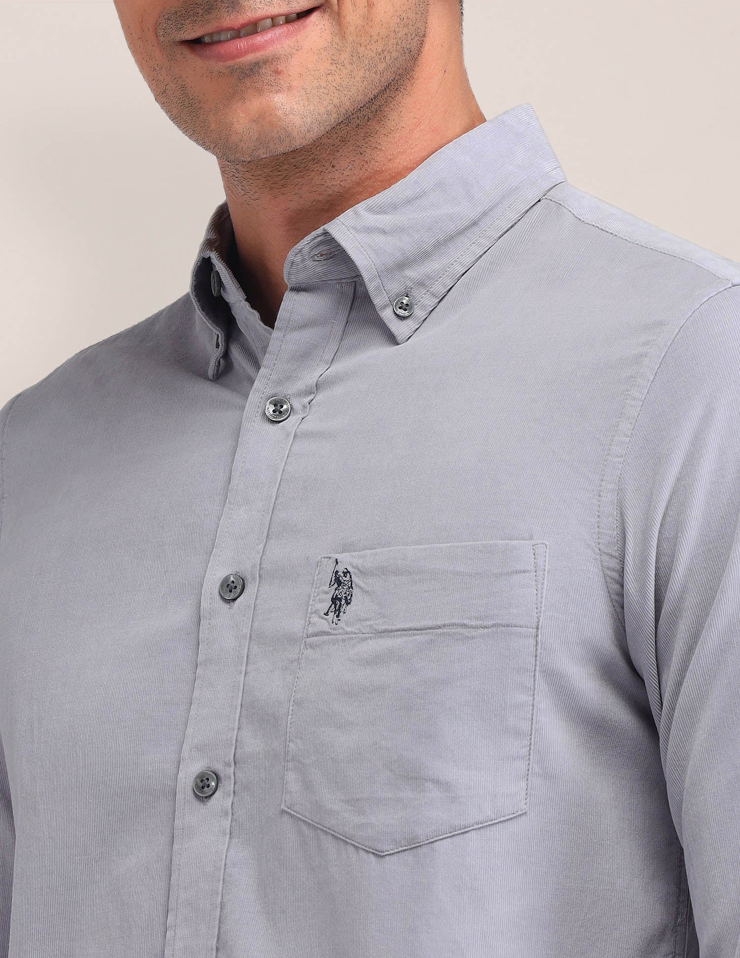 Solid Tailored Fit Shirt Grey - U.S. Polo Assn. India | Large