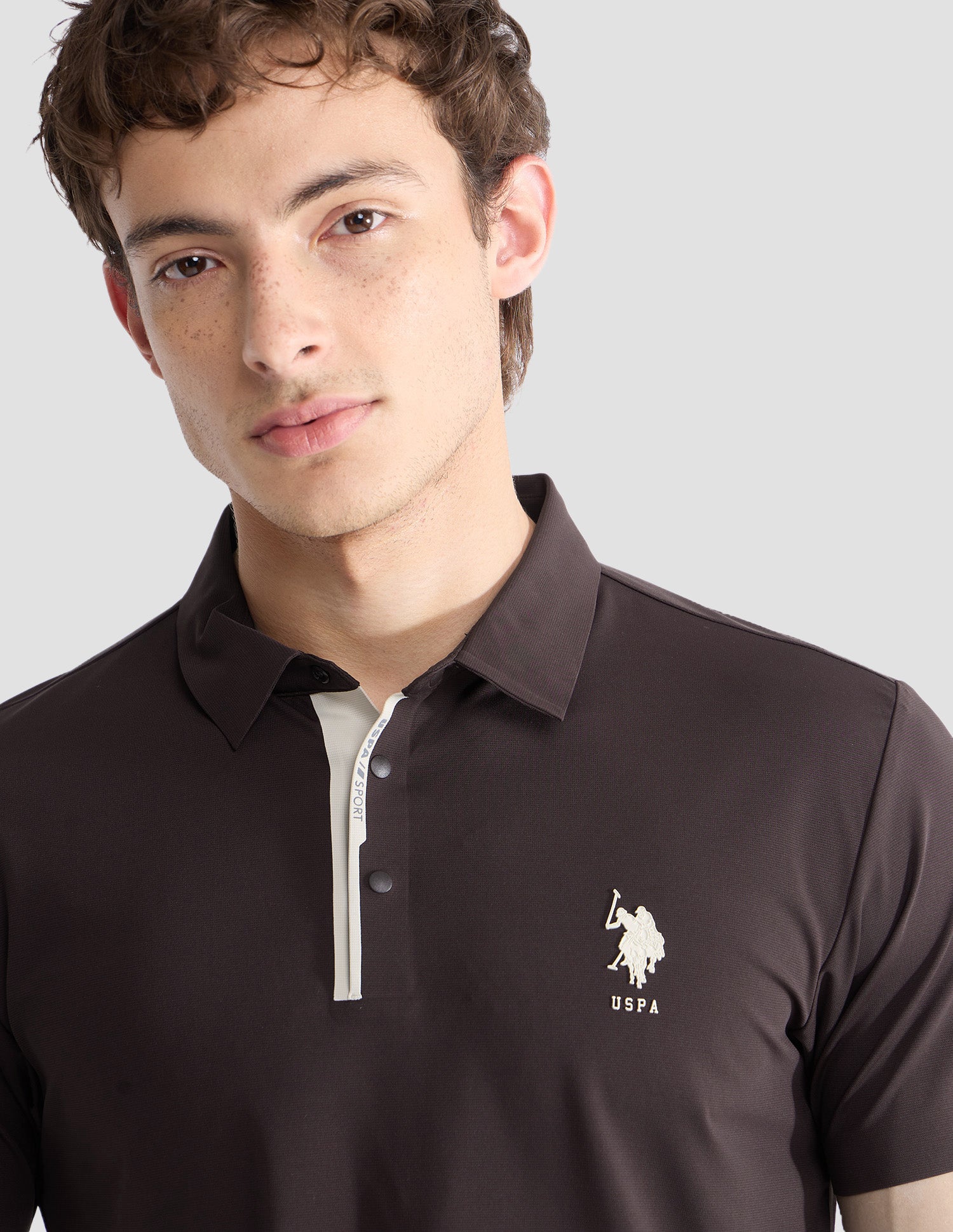 Solid Slim Fit Active Polo Shirt Dark Brown - U.S. Polo Assn. India | Large