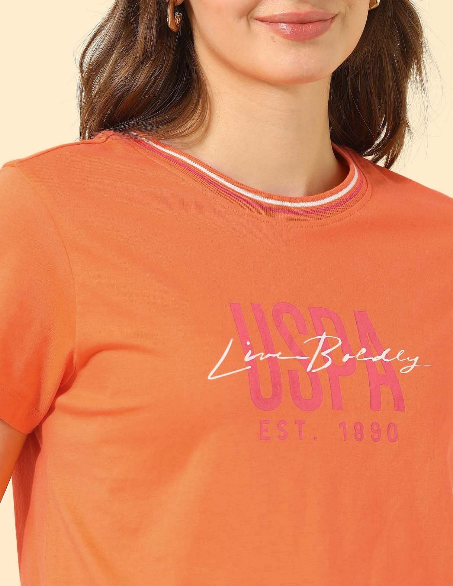 Regular Fit Brand Printed T-Shirt Light Orange - U.S. POLO ASSN. | Large