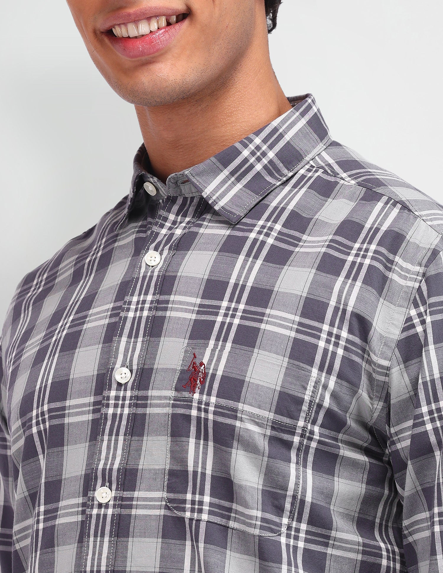 Dupplin Checked Poplin Shirt Navy - U.S. Polo Assn. India | Large