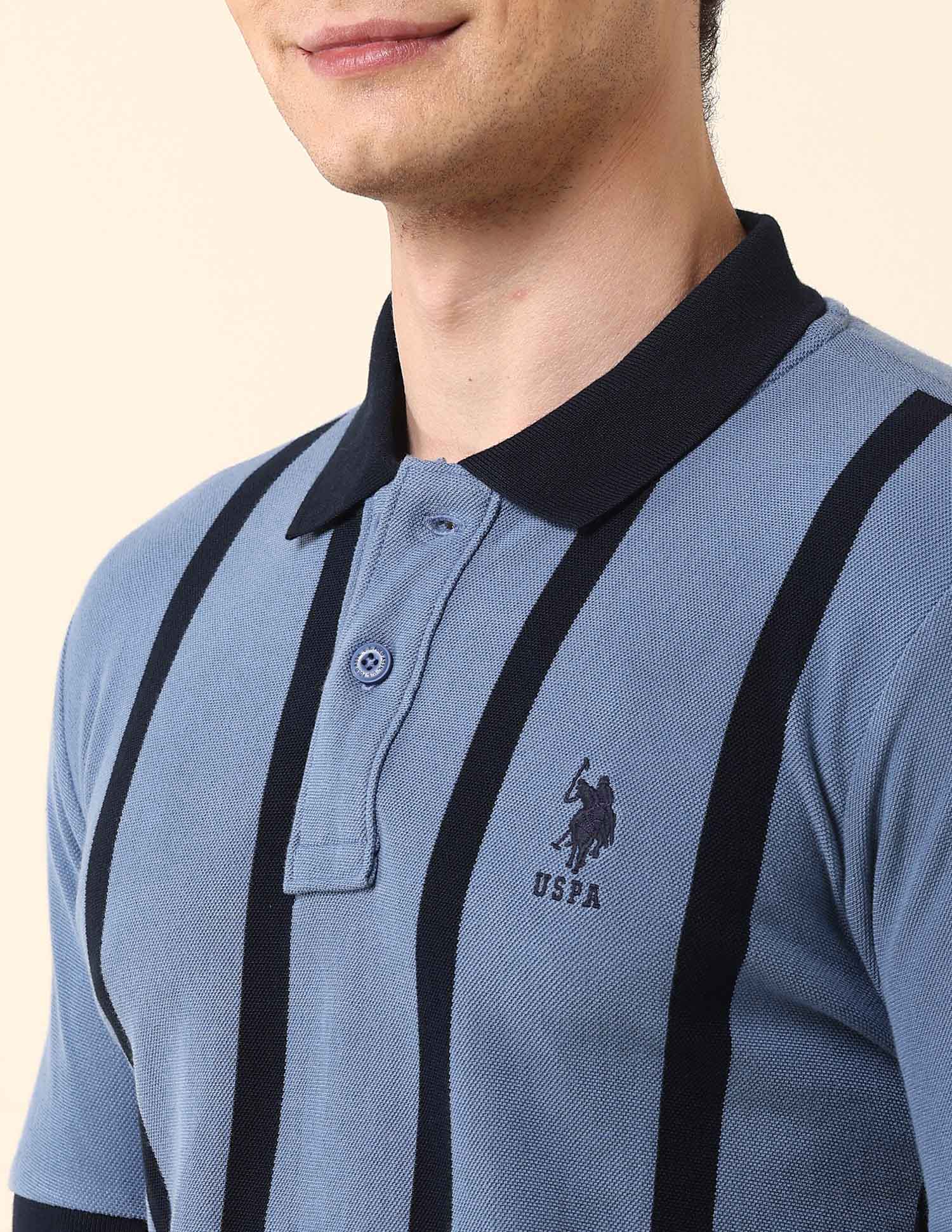 Vertical Striped Classic Polo Shirt Blue - U.S. Polo Assn. India | Large