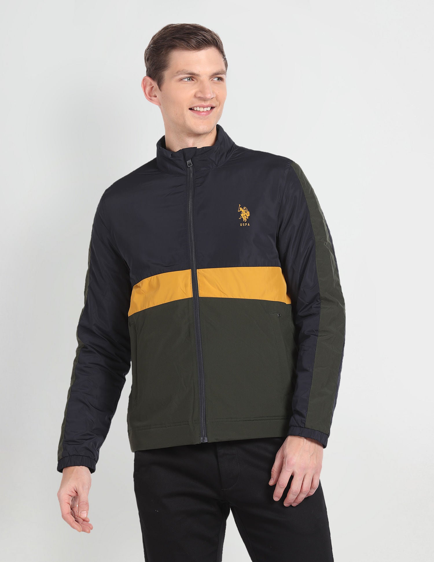 Lightweight Colour Block Jacket Navy - U.S. POLO ASSN. | Large
