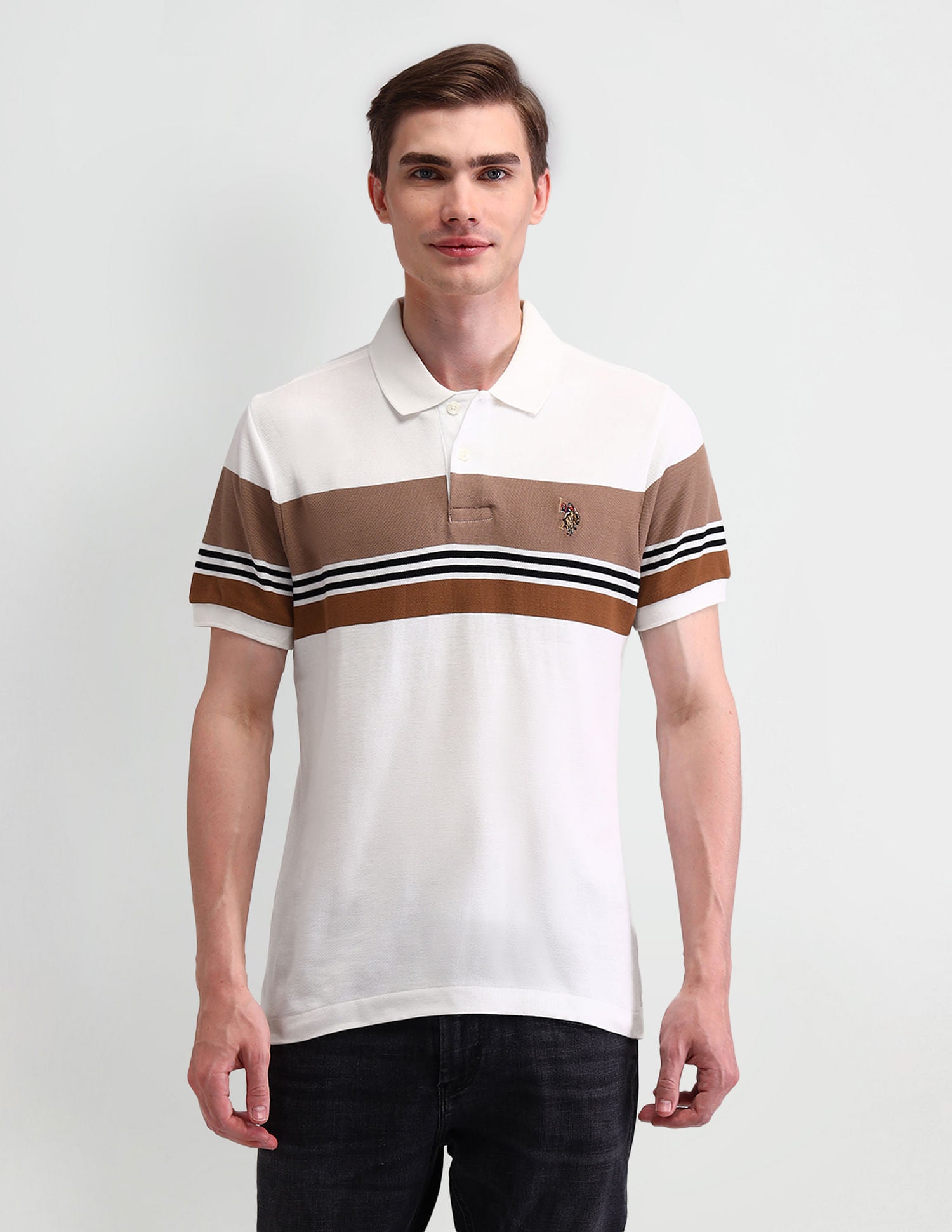 Cotton Muscle Fit Polo Shirt Ivory - U.S. Polo Assn. India | Large