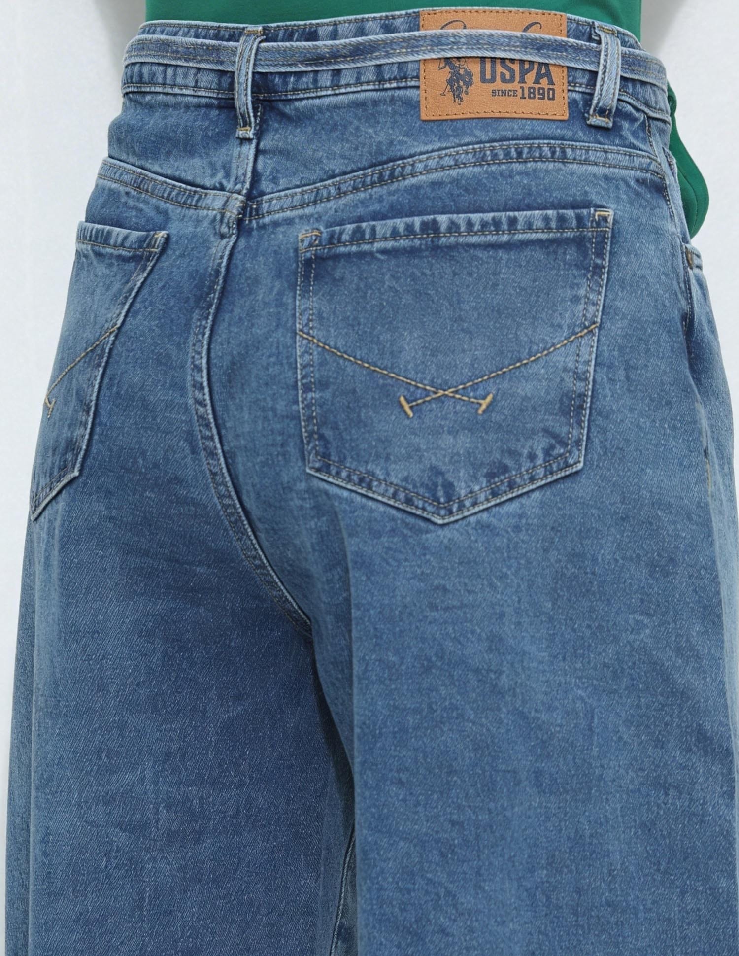 Mid Rise Barrel Fit Jeans Blue - U.S. Polo Assn. India | Large