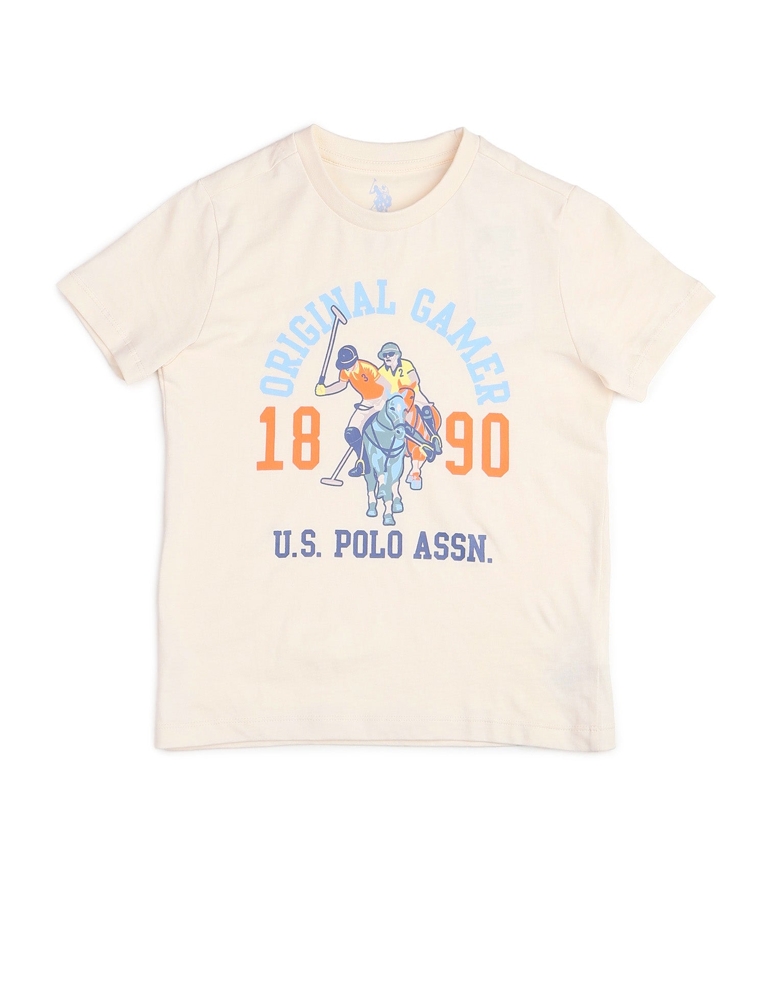 Boys Pure Cotton Graphic Brand Printed T Shirt Off White - U.S. POLO ASSN. | Large