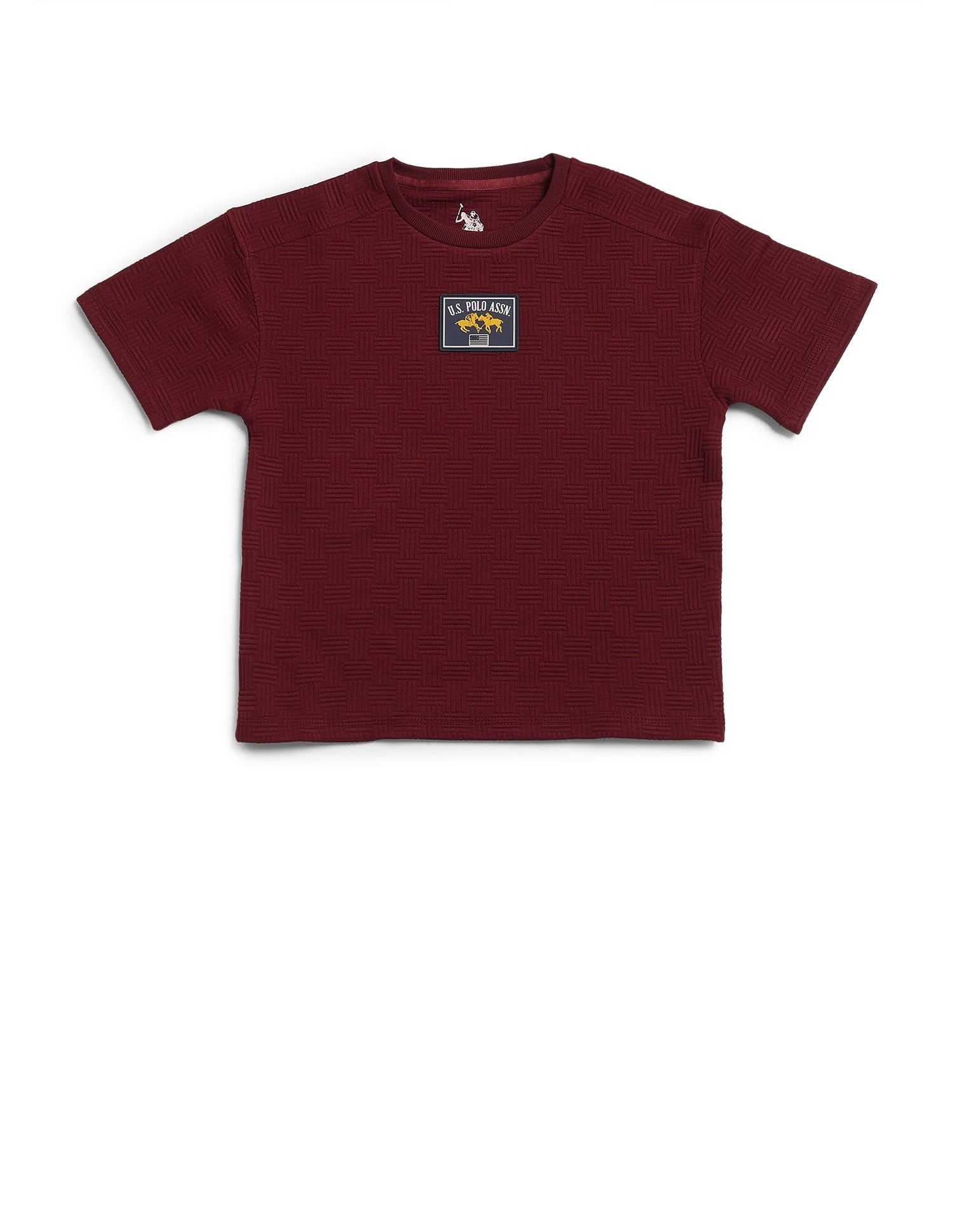 Boys Textured Boxy Fit T-Shirt Maroon - U.S. POLO ASSN. | Large