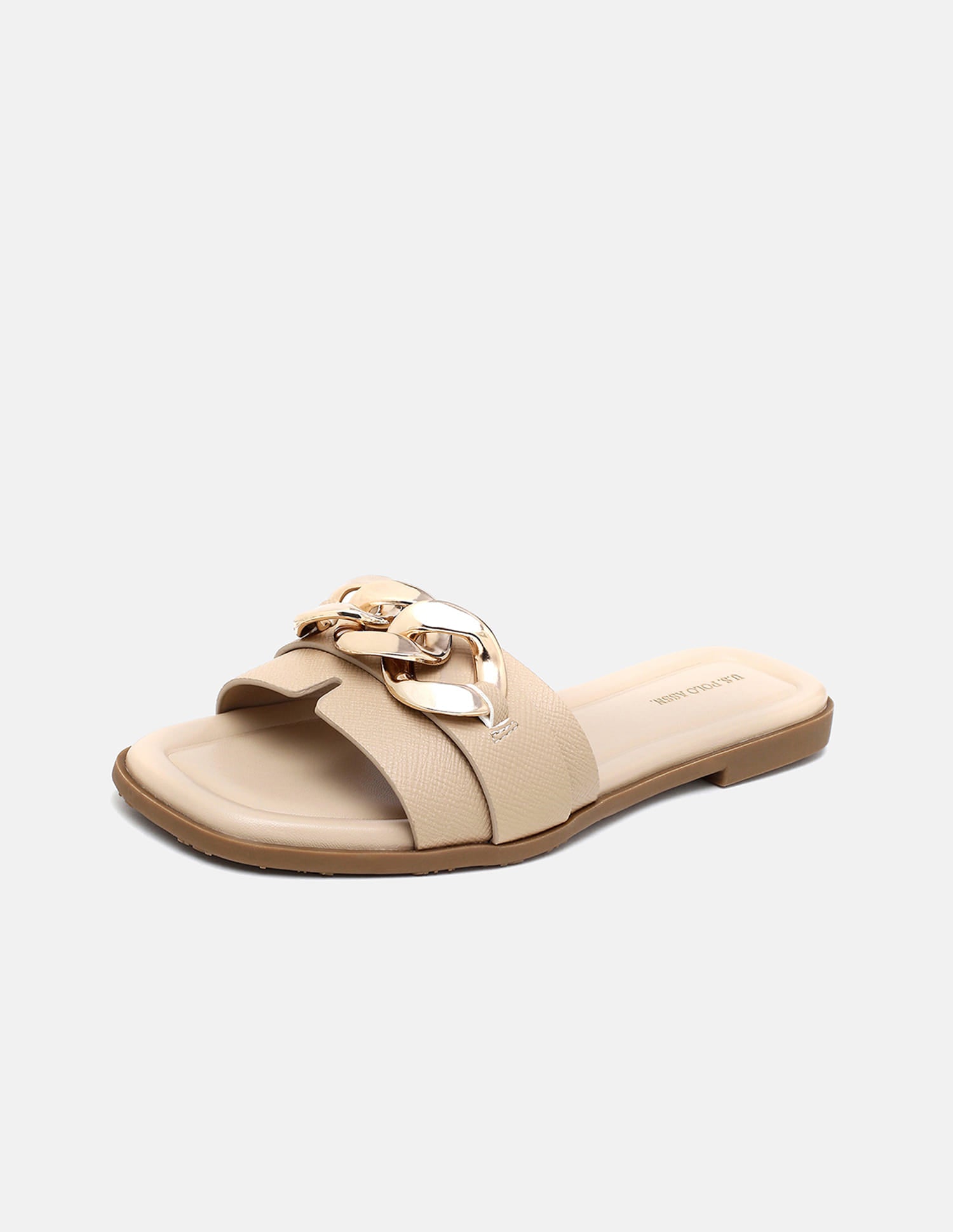 Brevan Open Toe Gold Hardware Sandals Nude - U.S. Polo Assn. India | Large
