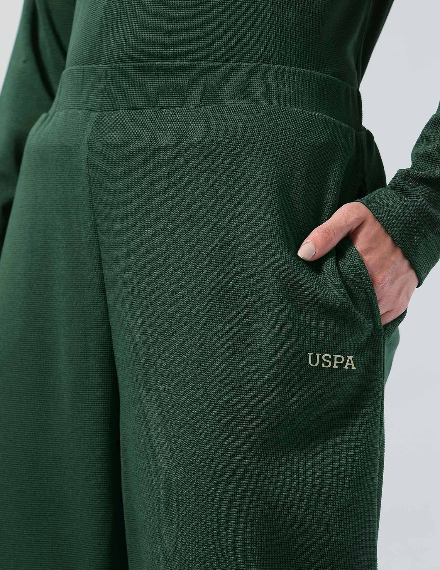 Textured Straight Fit Lounge Trousers Green - U.S. POLO ASSN. | Large