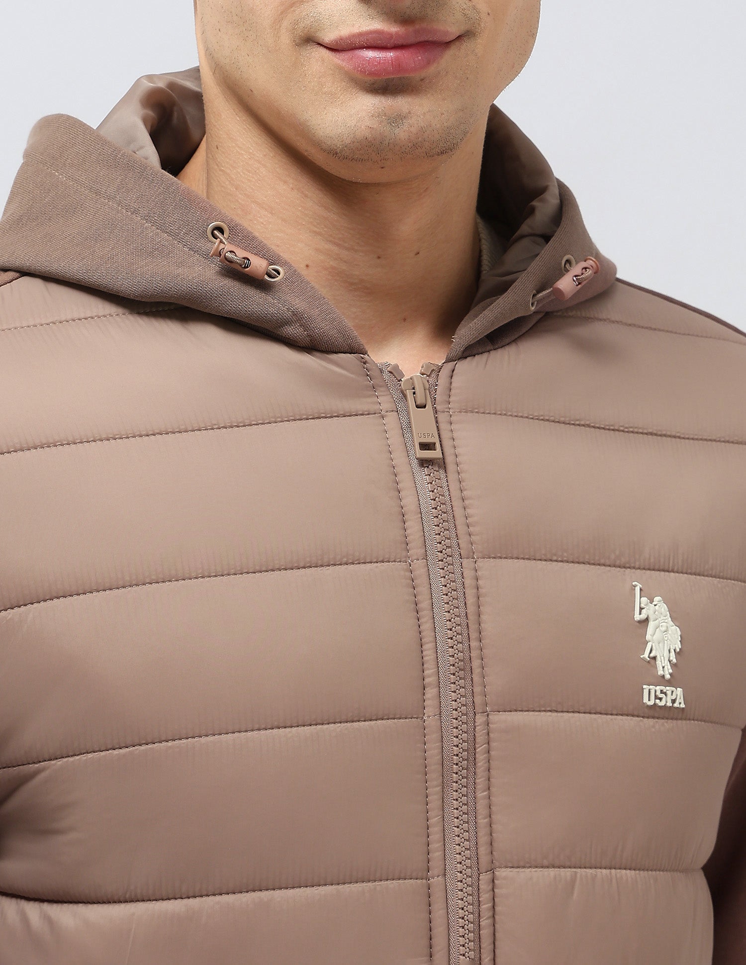 Solid Hooded Puffer Jacket Khaki - U.S. POLO ASSN. | Large