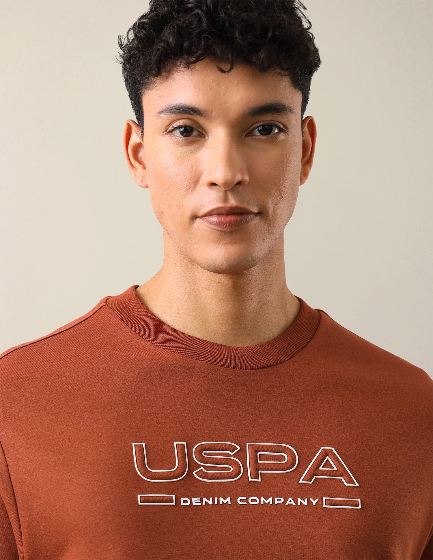 Brand Embossed Slim Fit T-Shirt Dark Orange - U.S. Polo Assn. India | Large