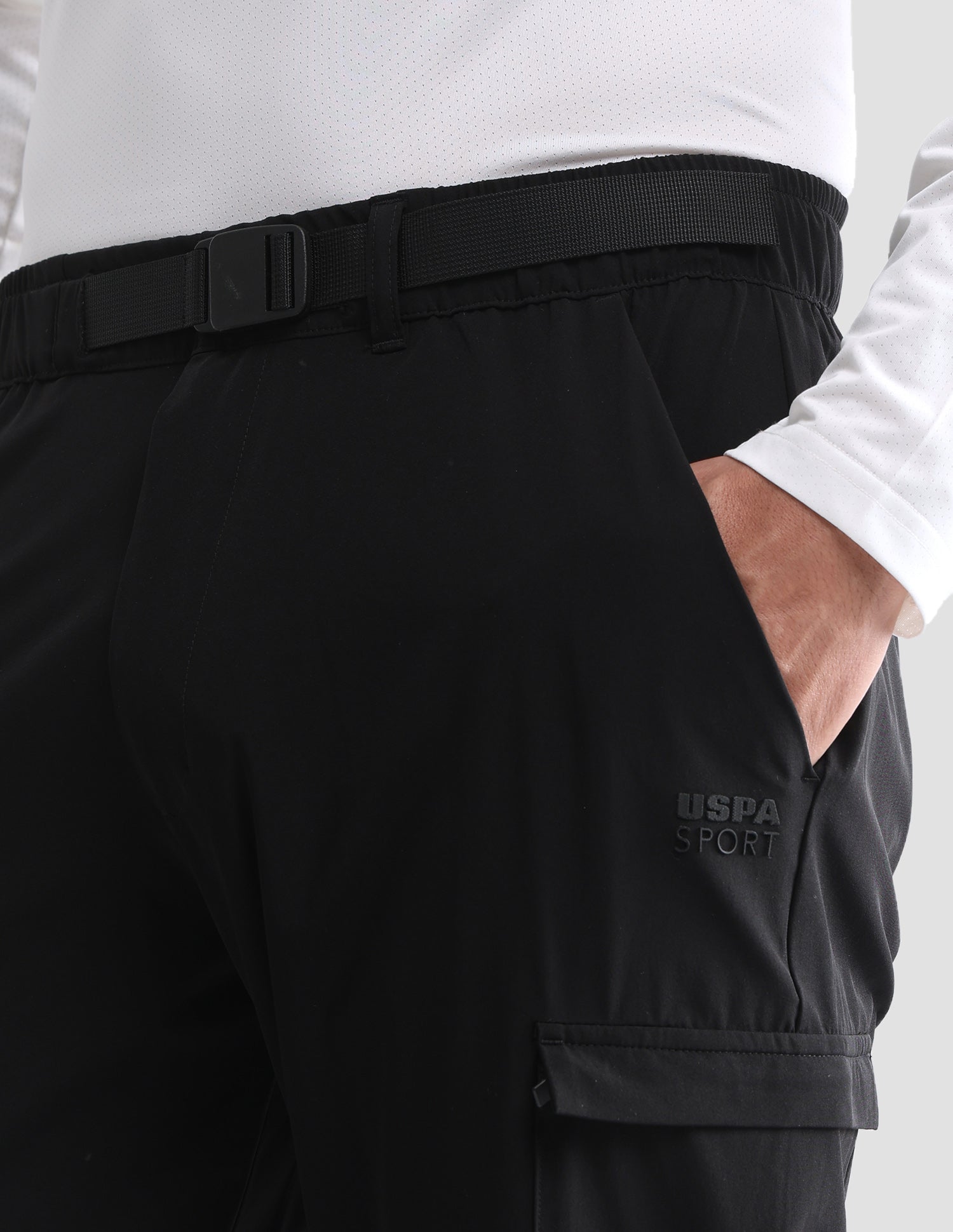 Solid Active Cargo Track Pants Black - U.S. Polo Assn. India | Large
