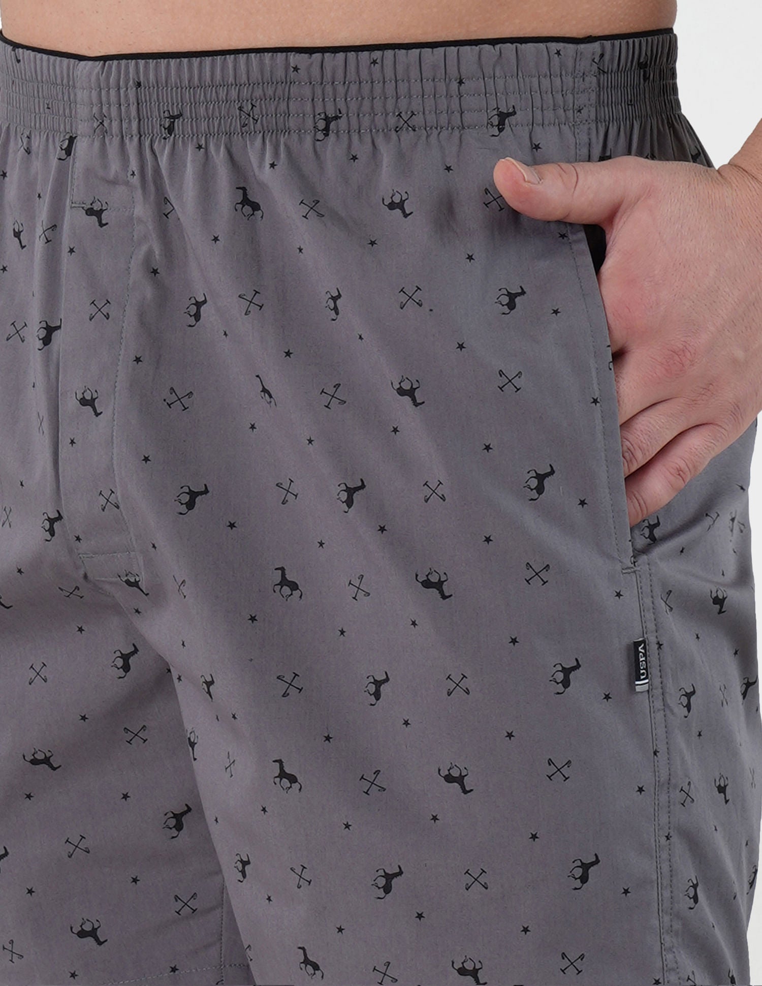 Dual Pocket All Over Print EX002 Boxers - Pack Of 1 Grey - U.S. POLO ASSN. | Large