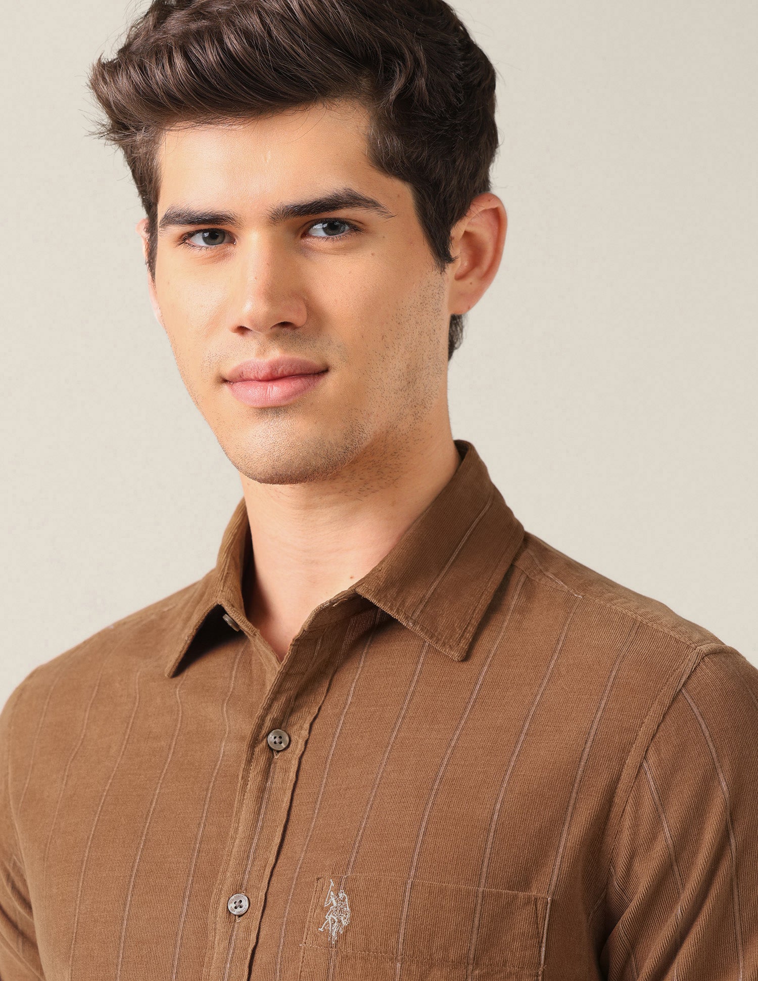 Corduroy Tailored Fit Shirt Rust - U.S. Polo Assn. India | Large