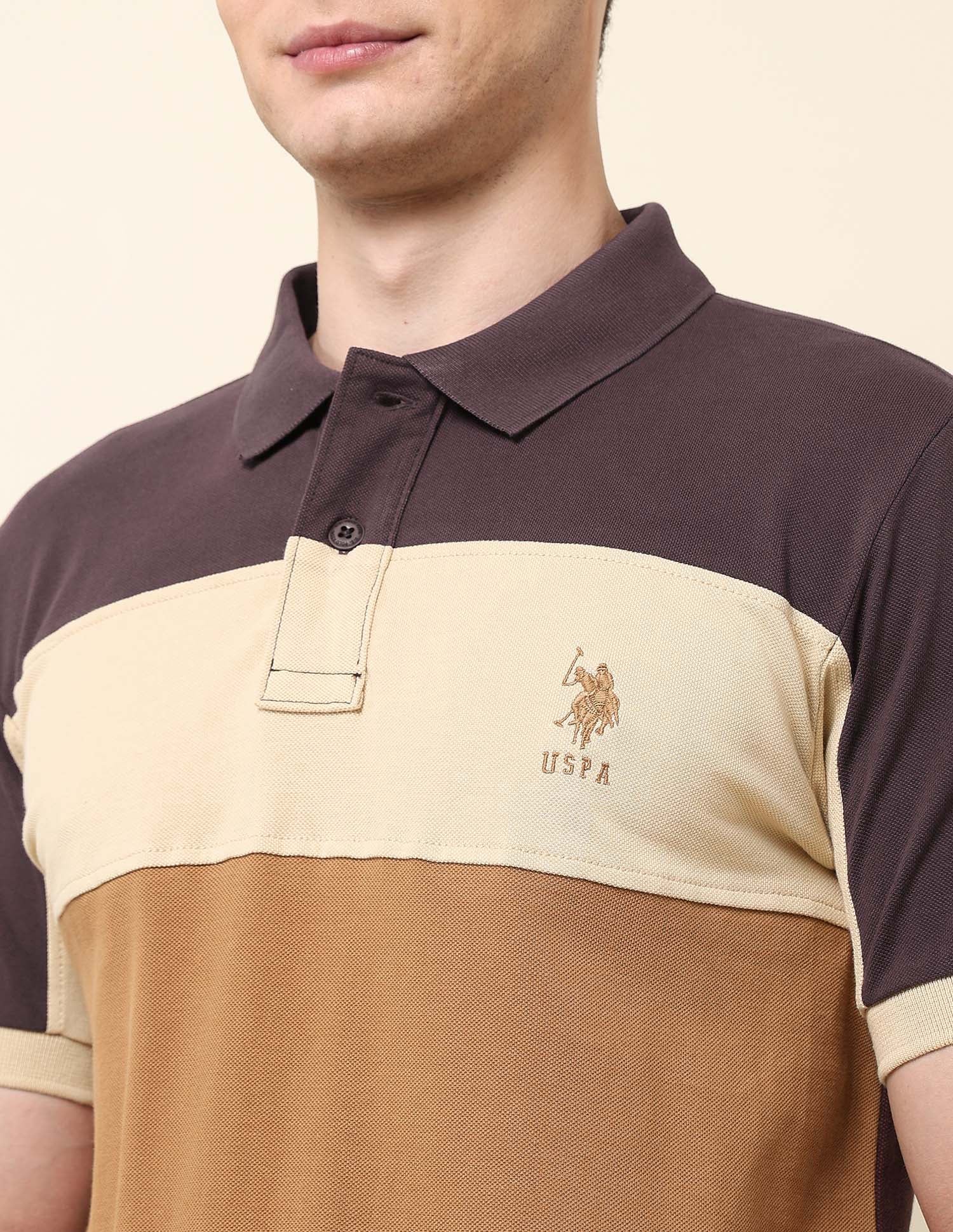 Colourblocked Classic Polo Shirt Dark Brown - U.S. POLO ASSN. | Large