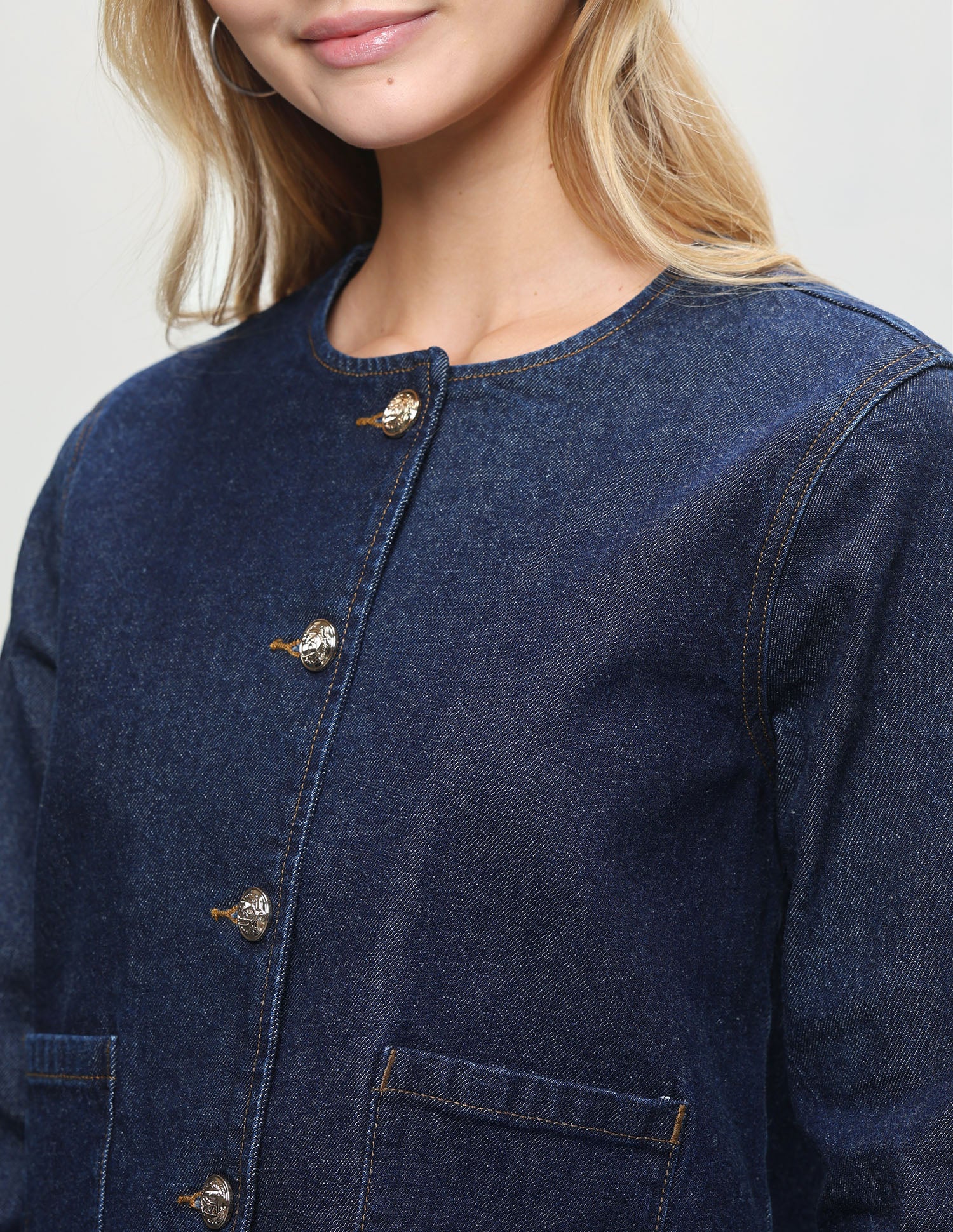 Solid Regular Fit Denim Jacket Dark Blue - U.S. Polo Assn. India | Large
