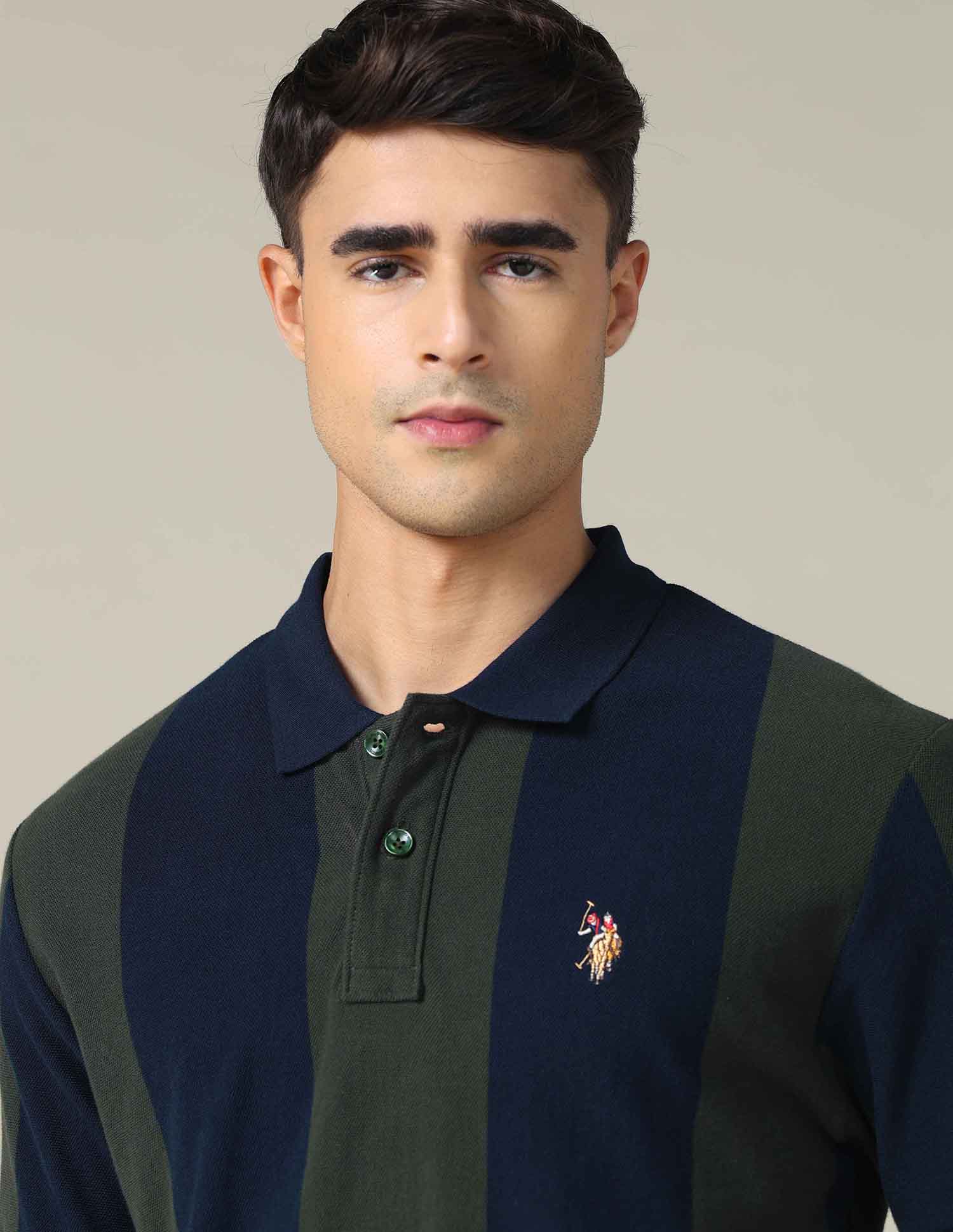 Vertical Striped Muscle Fit Polo Shirt Navy - U.S. POLO ASSN. | Large