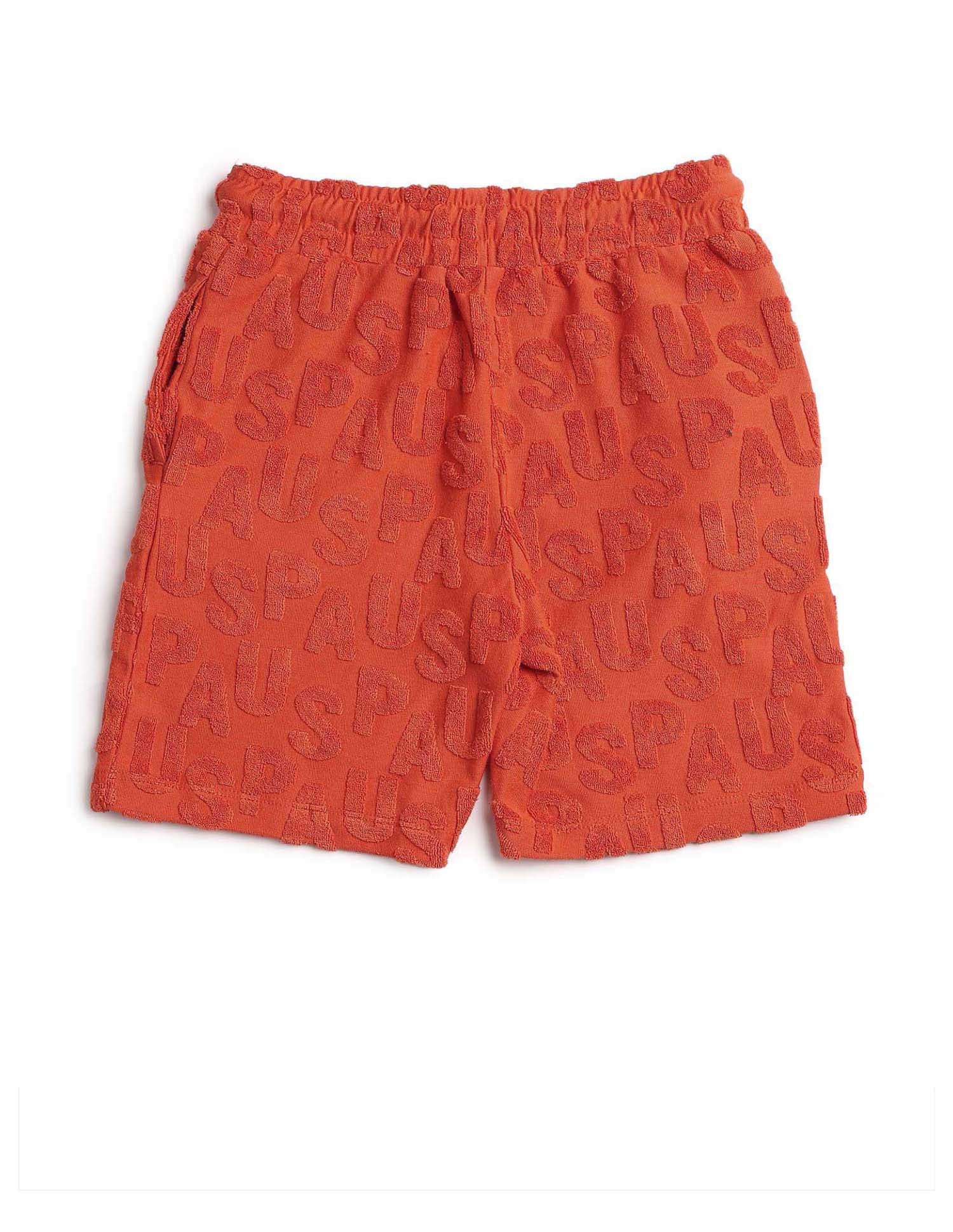 Boys Brand Appliqued Regular Fit Shorts Orange - U.S. POLO ASSN. | Large