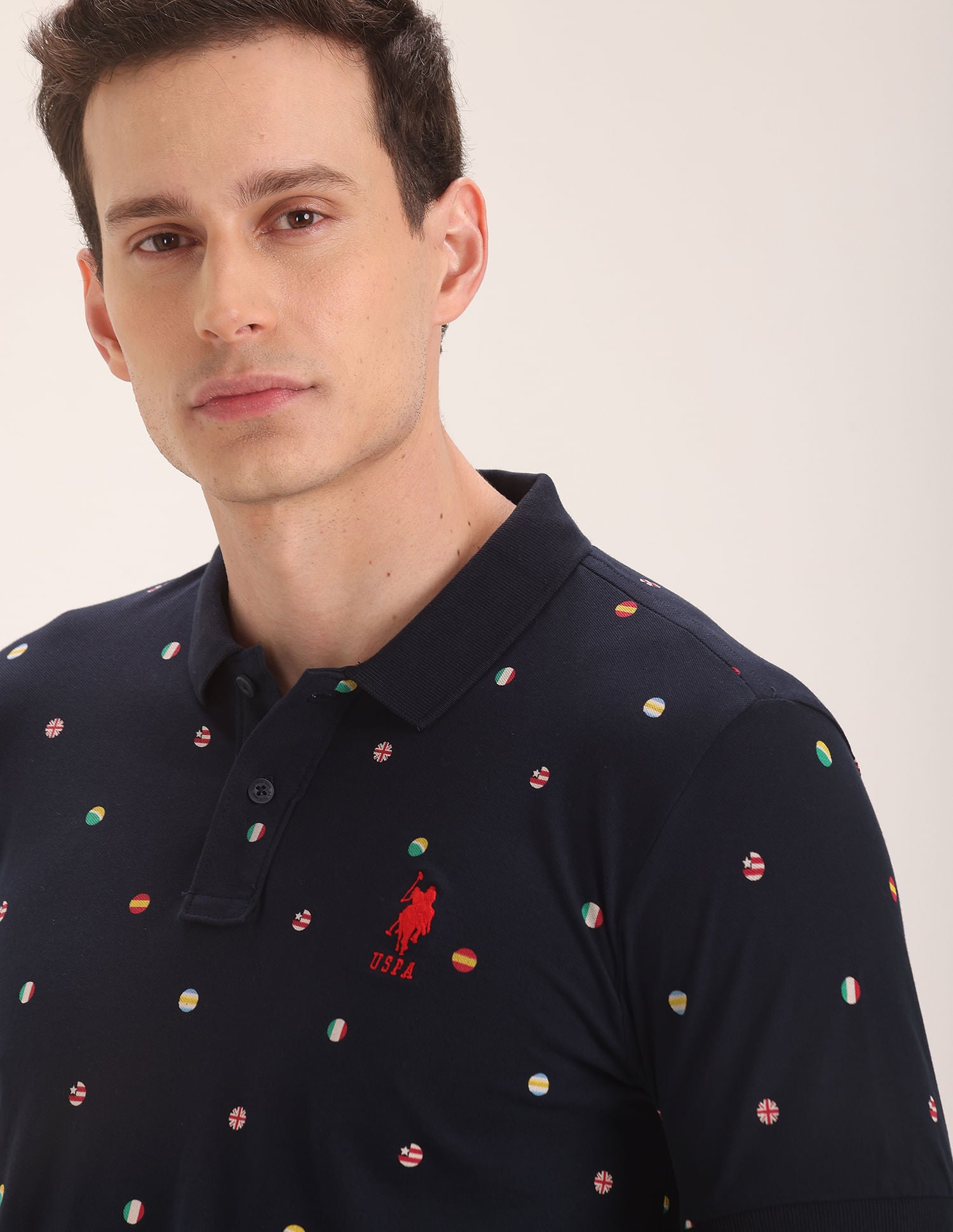 Flag Print Polo Shirt Navy - U.S. Polo Assn. India | Large
