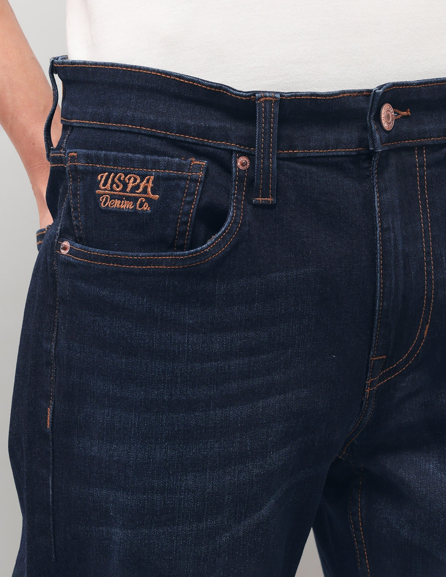 Solid Straight Fit Jeans Blue - U.S. Polo Assn. India | Large