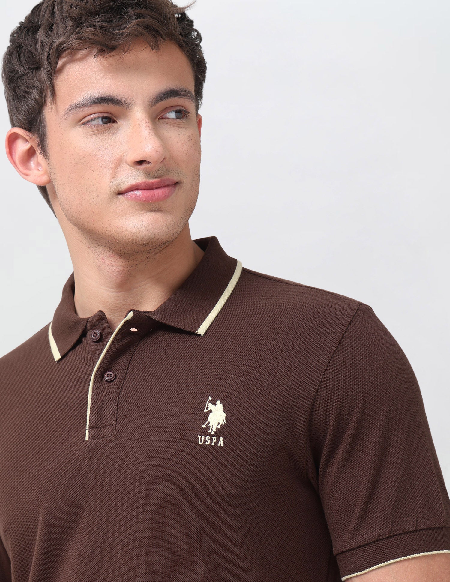 Solid Regular Fit Polo Shirt Dark Brown - U.S. Polo Assn. India | Large