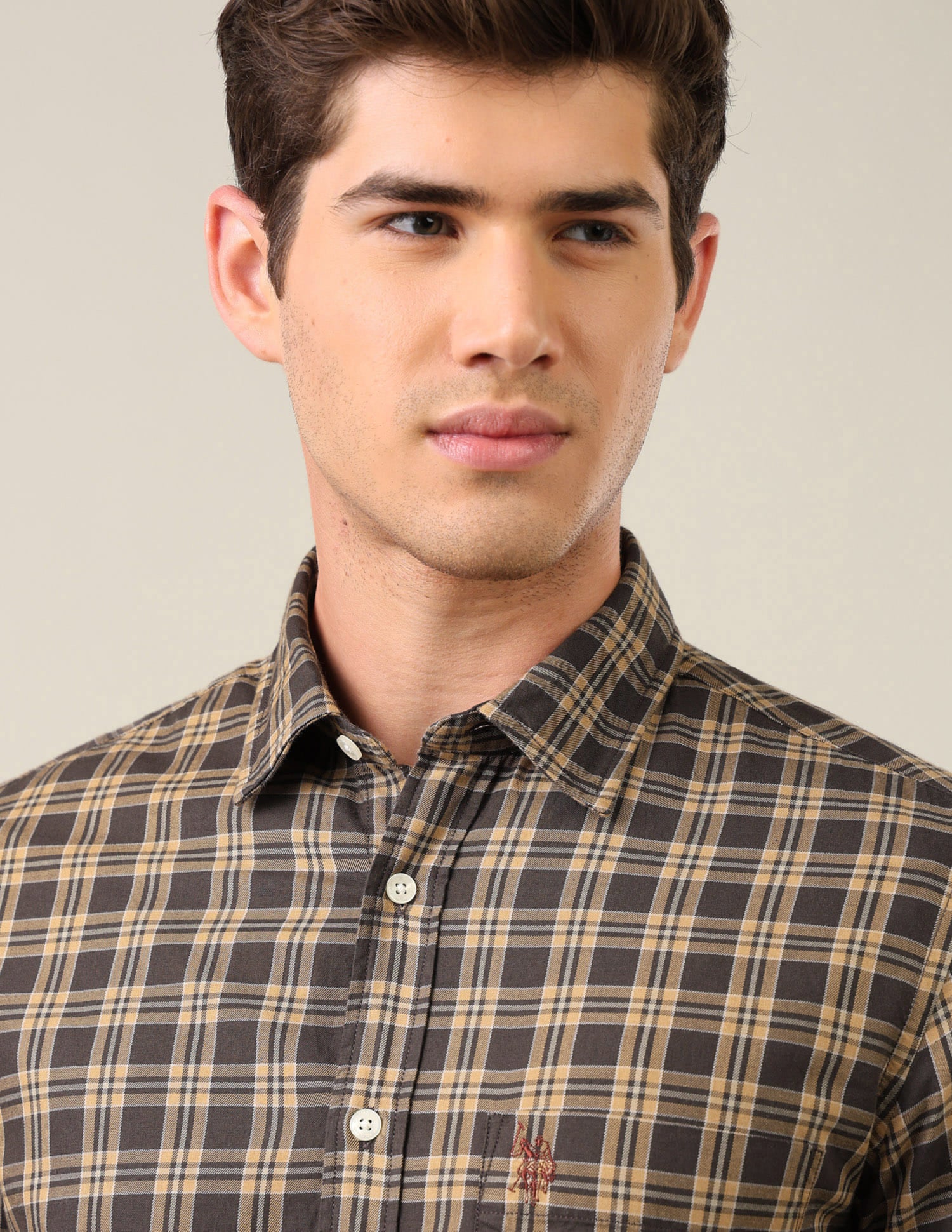 Twill Grid Tattersall Checked Shirt Brown - U.S. Polo Assn. India | Large