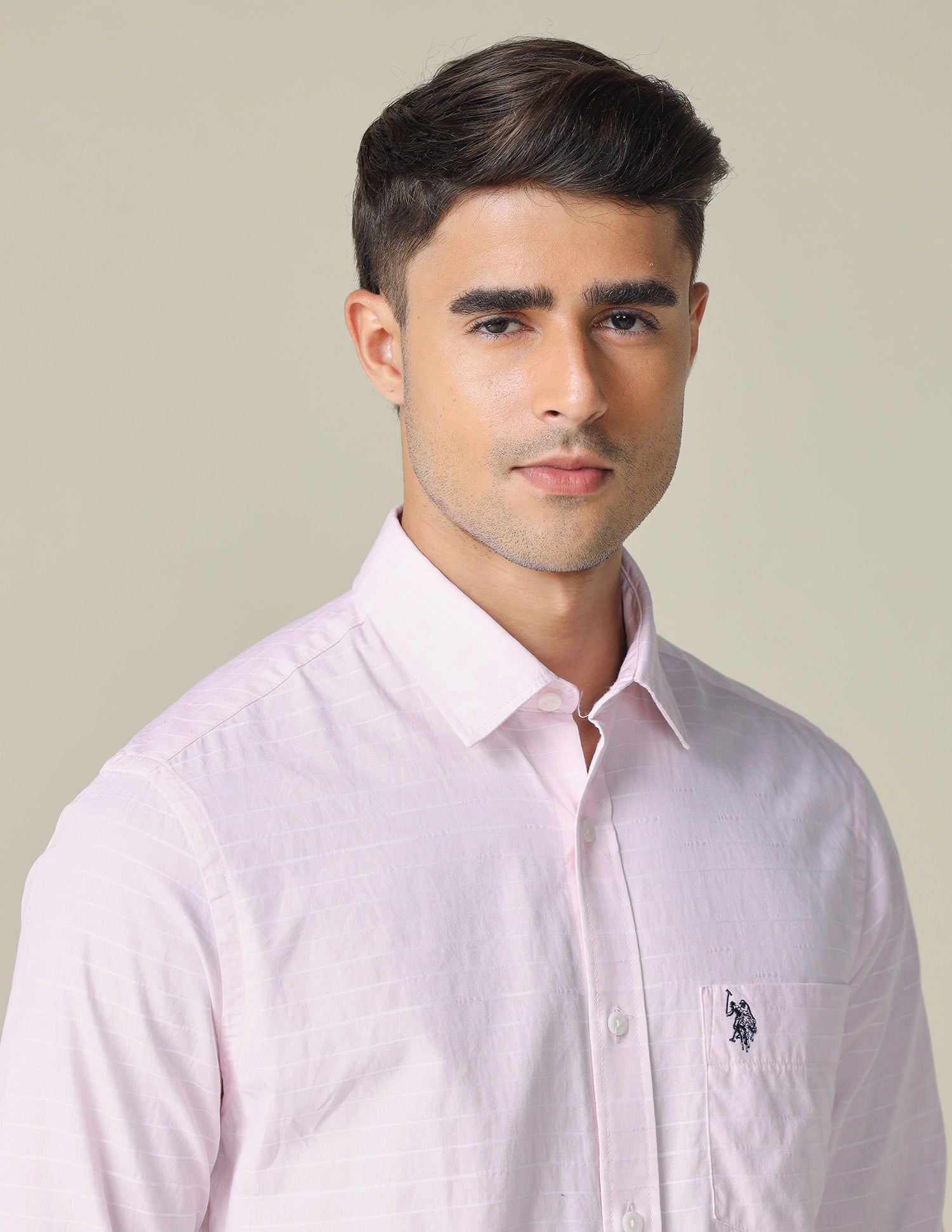 Horizontal Striped Tailored Fit Shirt Pink - U.S. POLO ASSN. | Large