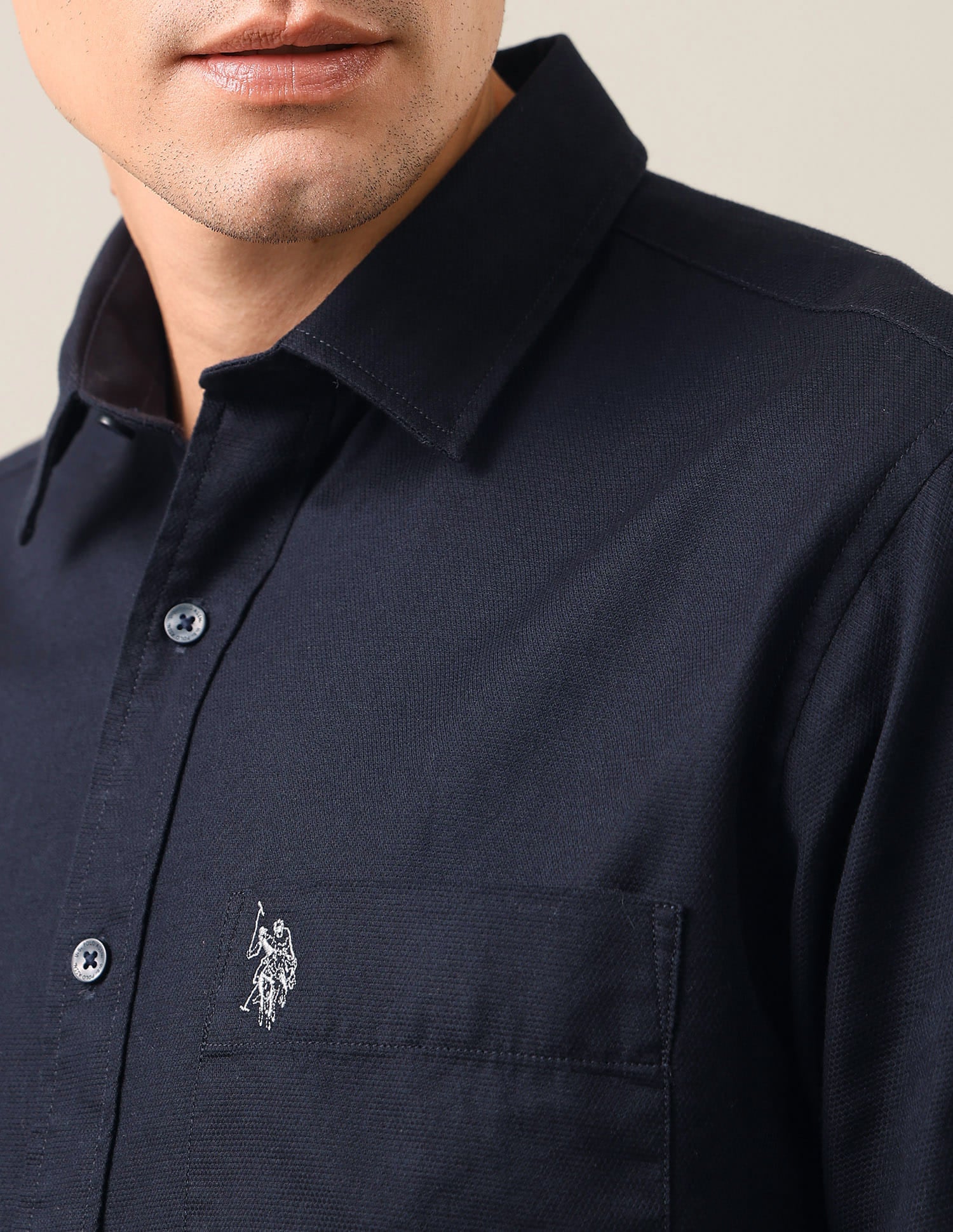 Solid Tailored Fit Shirt Blue - U.S. Polo Assn. India | Large