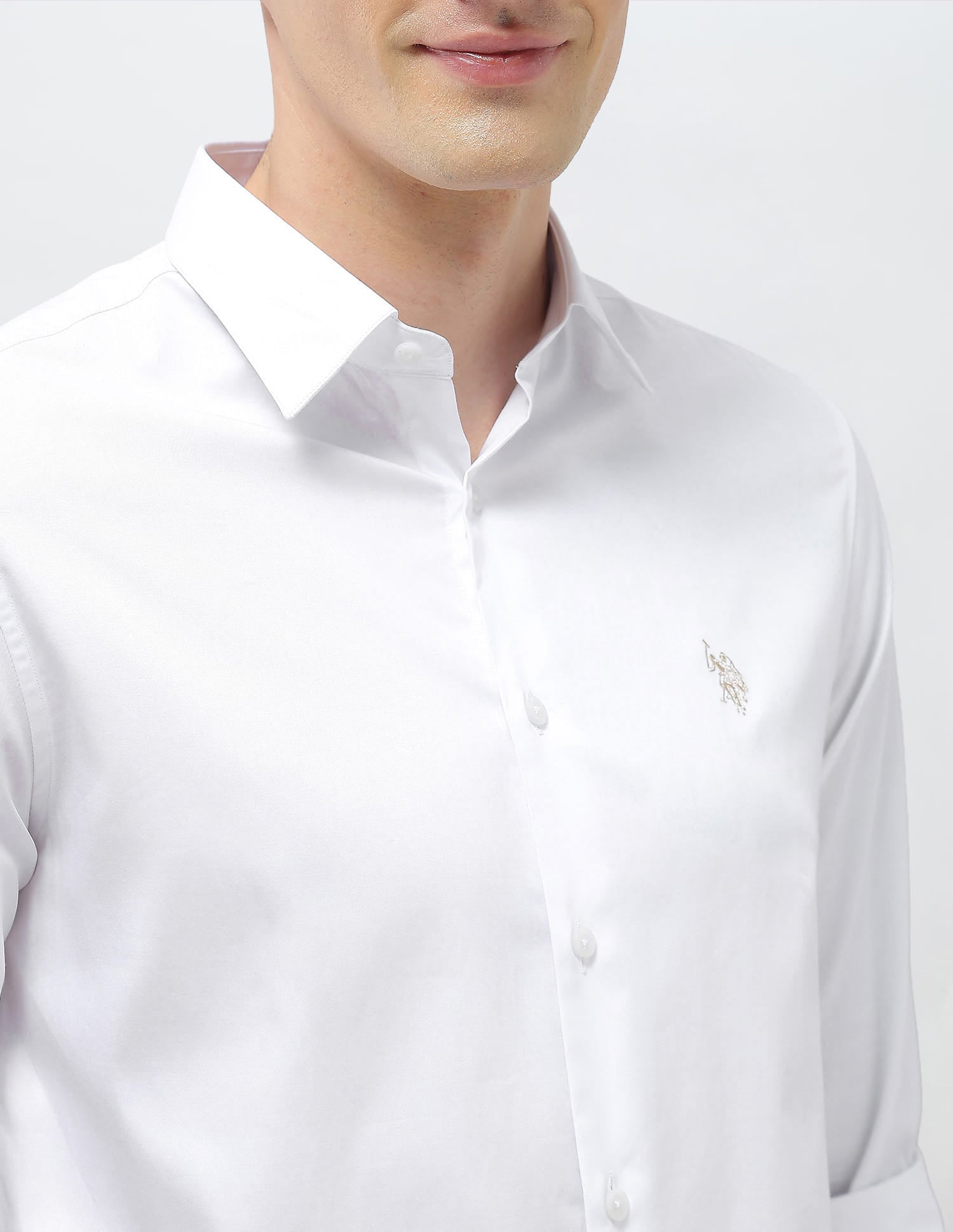 Solid Tailored Fit Shirt White - U.S. Polo Assn. India | Large