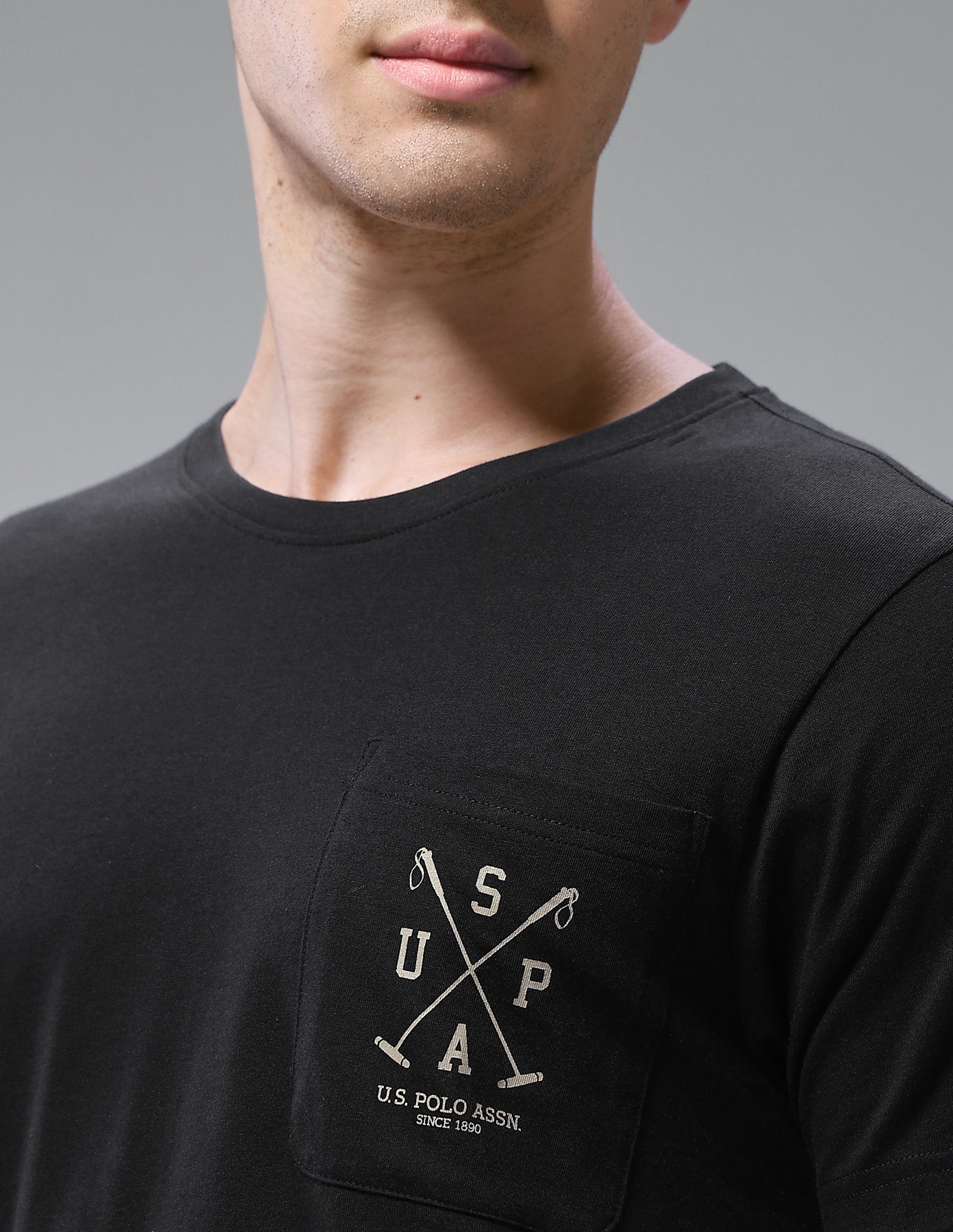 Solid Regular Fit Loungewear T-Shirt Black - U.S. Polo Assn. India | Large