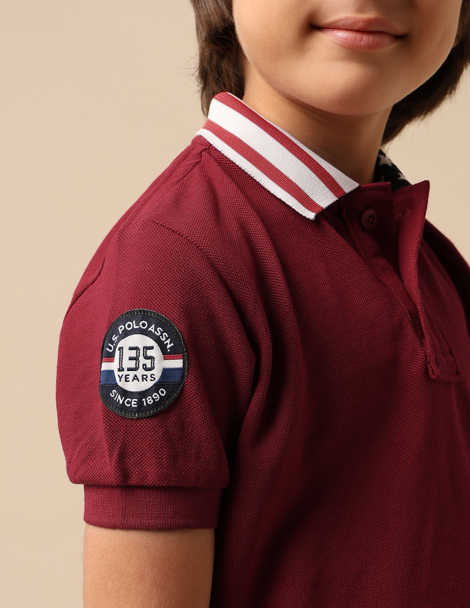 Boys Solid Pure Cotton Polo Shirt Dark Red - U.S. POLO ASSN. | Large