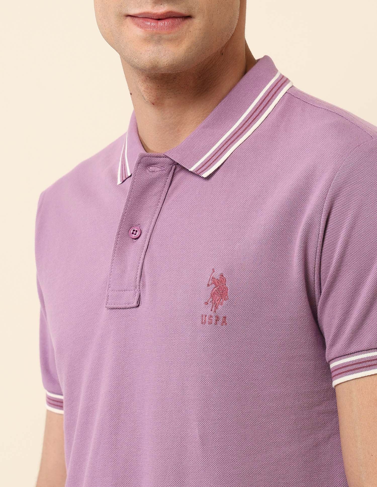 Solid Slim Fit Polo Shirt Violet - U.S. Polo Assn. India | Large