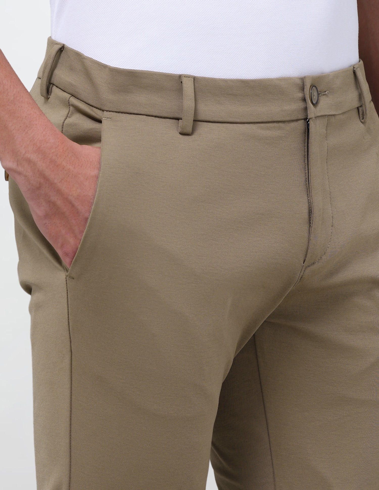 Denver Slim Fit Satin Trousers Khaki - U.S. Polo Assn. India | Large
