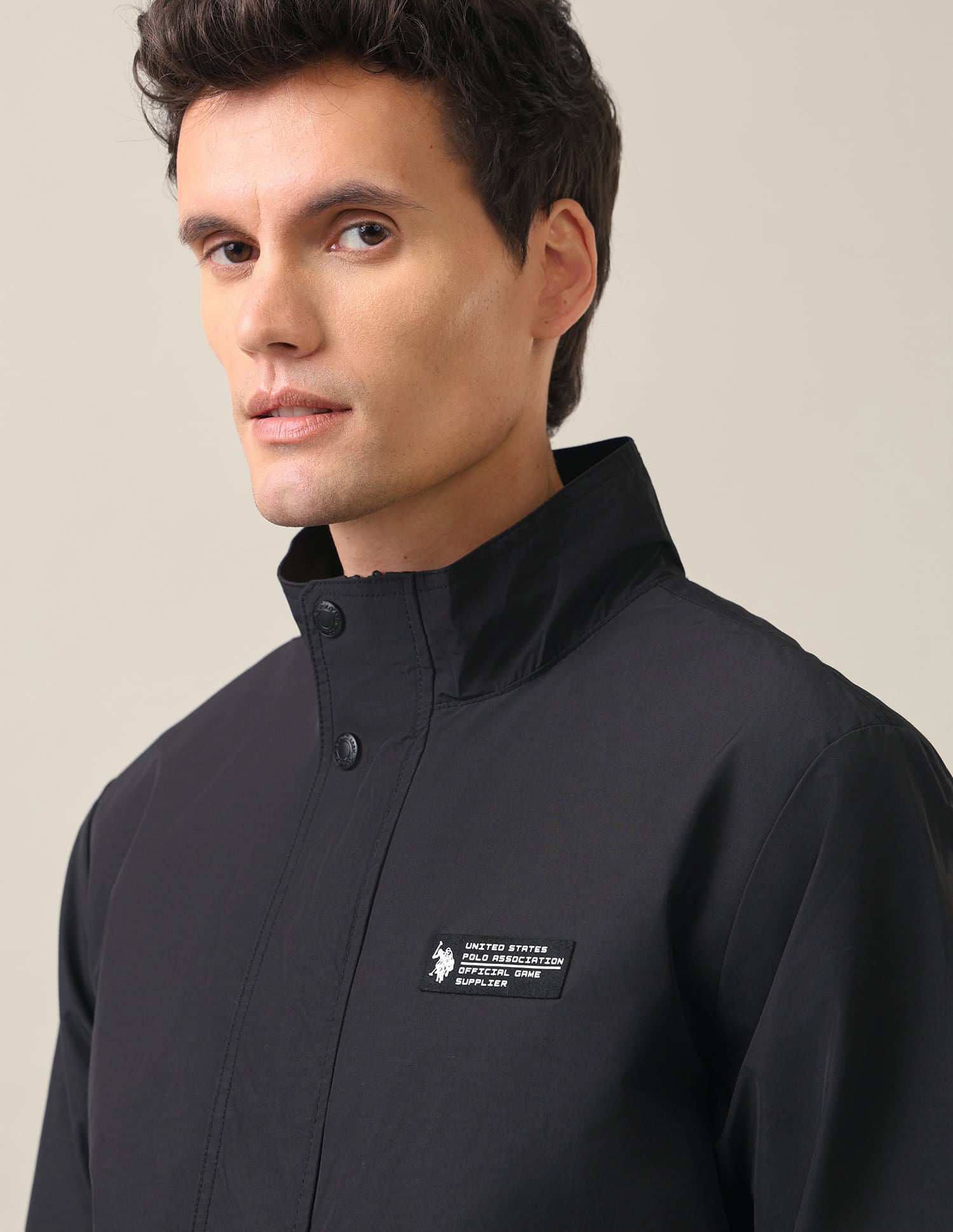 Regular Fit Solid Casual Jacket Black - U.S. Polo Assn. India | Large
