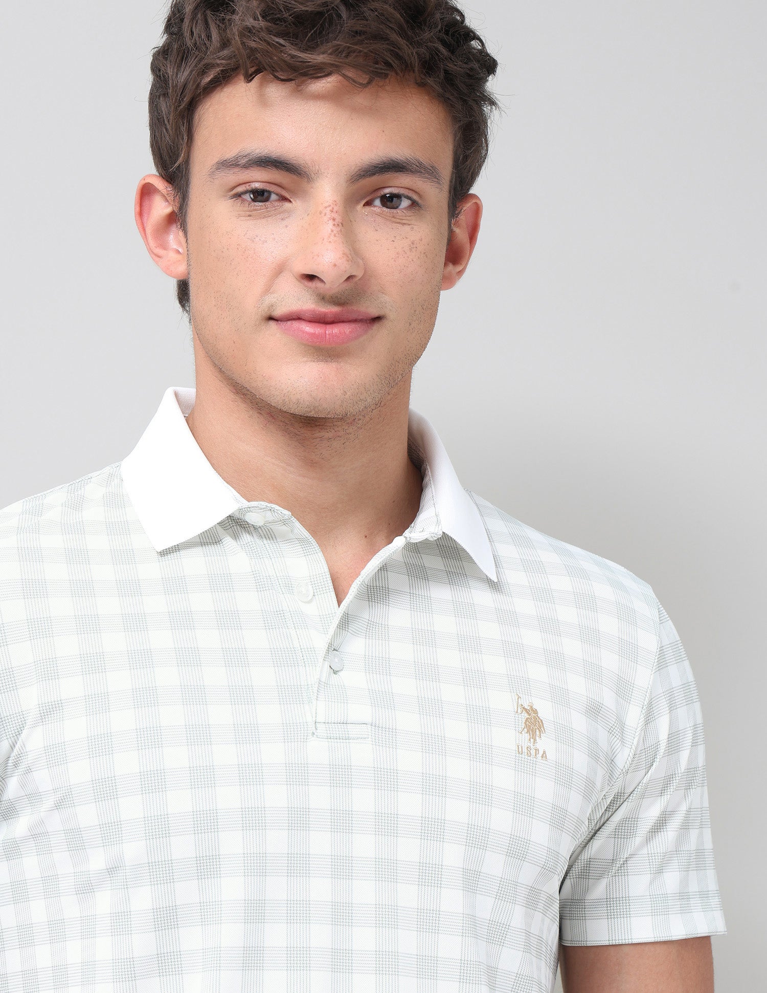 Checked Slim Fit Polo Shirt Light Green - U.S. Polo Assn. India | Large