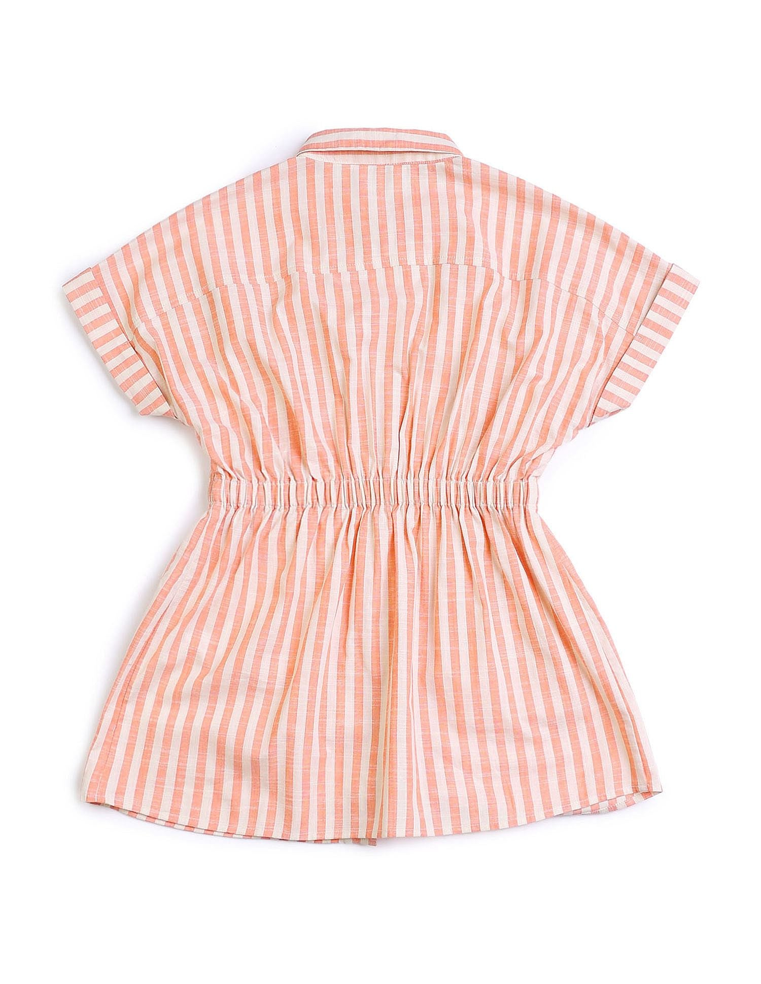 Girls Vertical Striped Shirt Dress Coral - U.S. POLO ASSN. | Large
