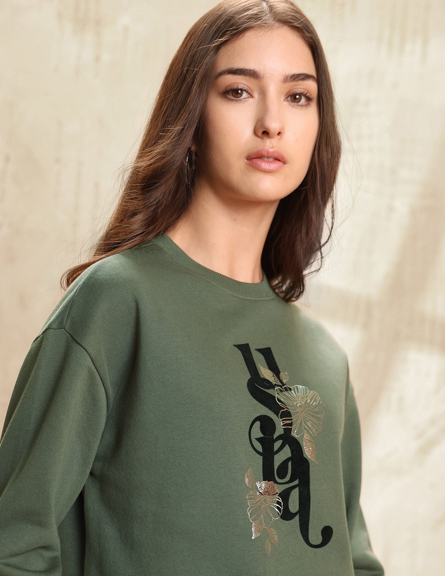 Drop Shoulder Brand Printed Sweatshirt Olive - U.S. POLO ASSN. | Large