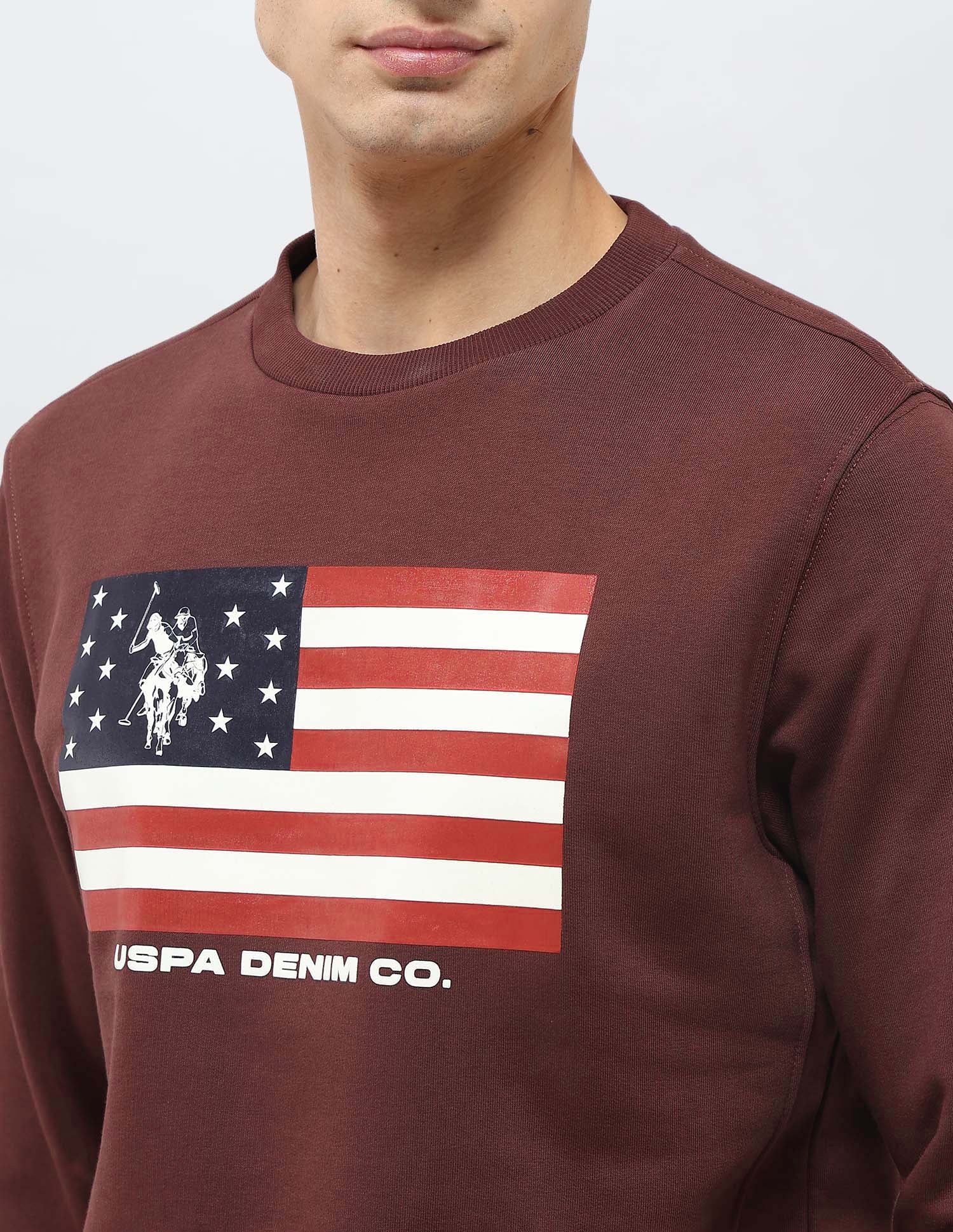 Graphic Printed Regular Fit Sweatshirt Maroon - U.S. POLO ASSN. | Large